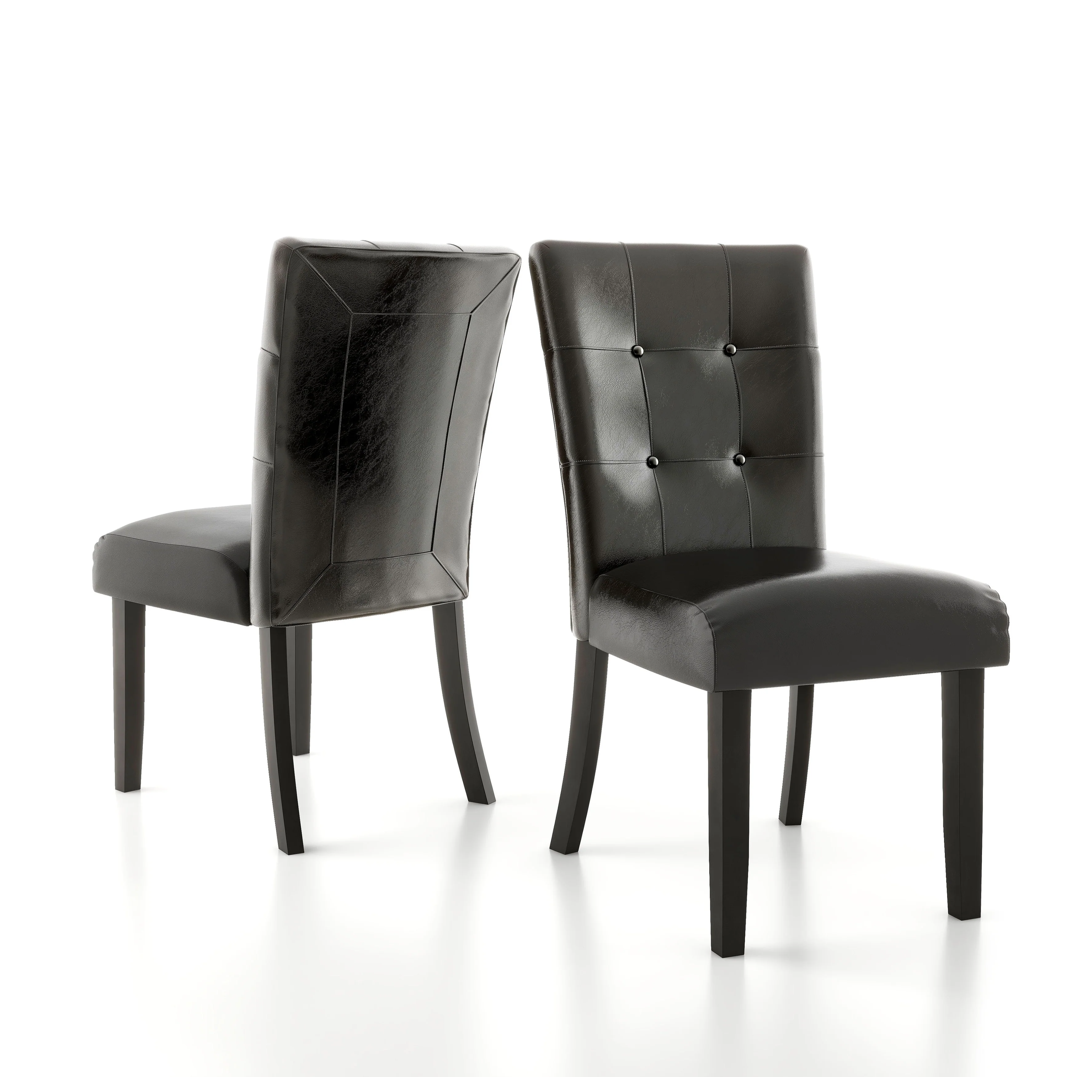 Lerc Contemporary Espresso Faux Leather Tufted Side Chair by Furniture of America (Set of 2)