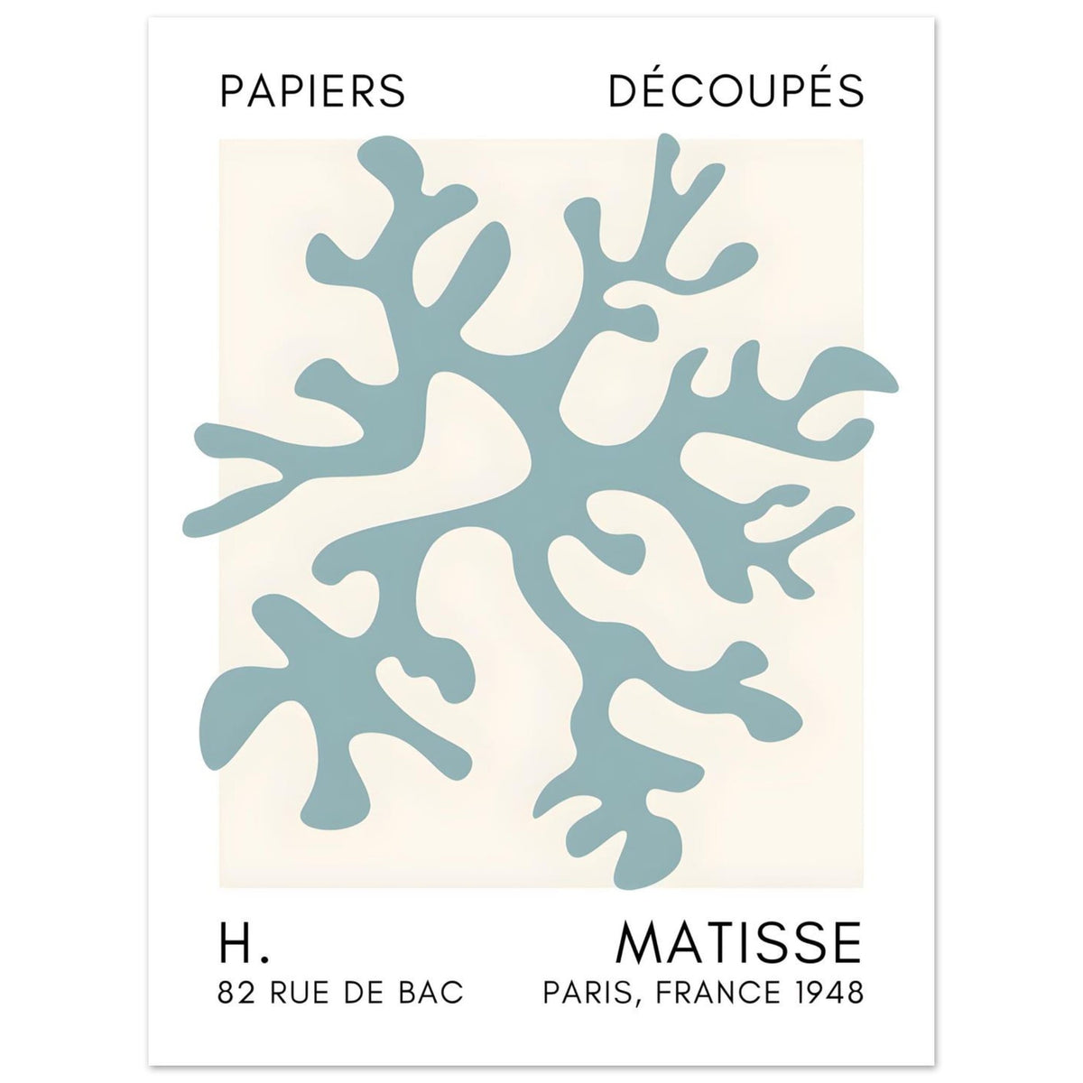 Artfulprints Poster Matisse – Dreamy coral flower turquoise  - 30x40 cm - Turquoise