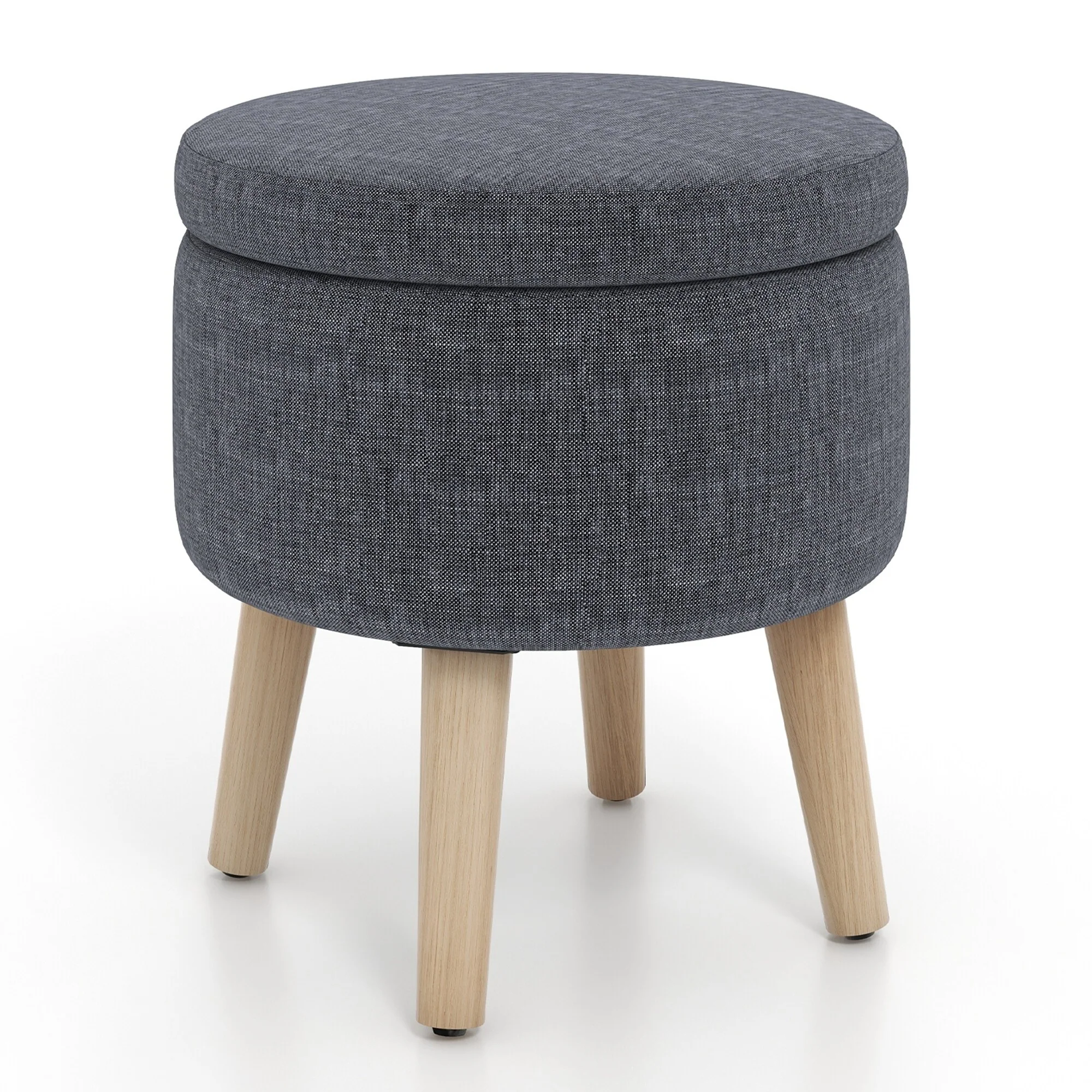 Costway Round Storage Ottoman Accent Storage Footstool with Tray for - See Details