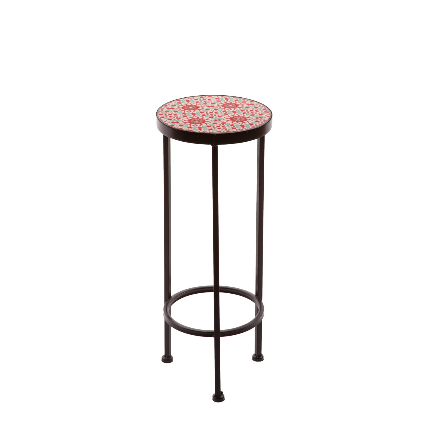Tavolino portavaso 53 cm maiolica rosso Marrakech