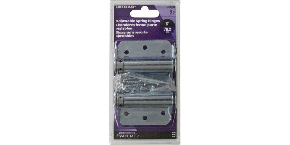 Hillman Self-Closing Spring Hinge, For Surface Mounting, Adjustable Tension, Zinc-Plated