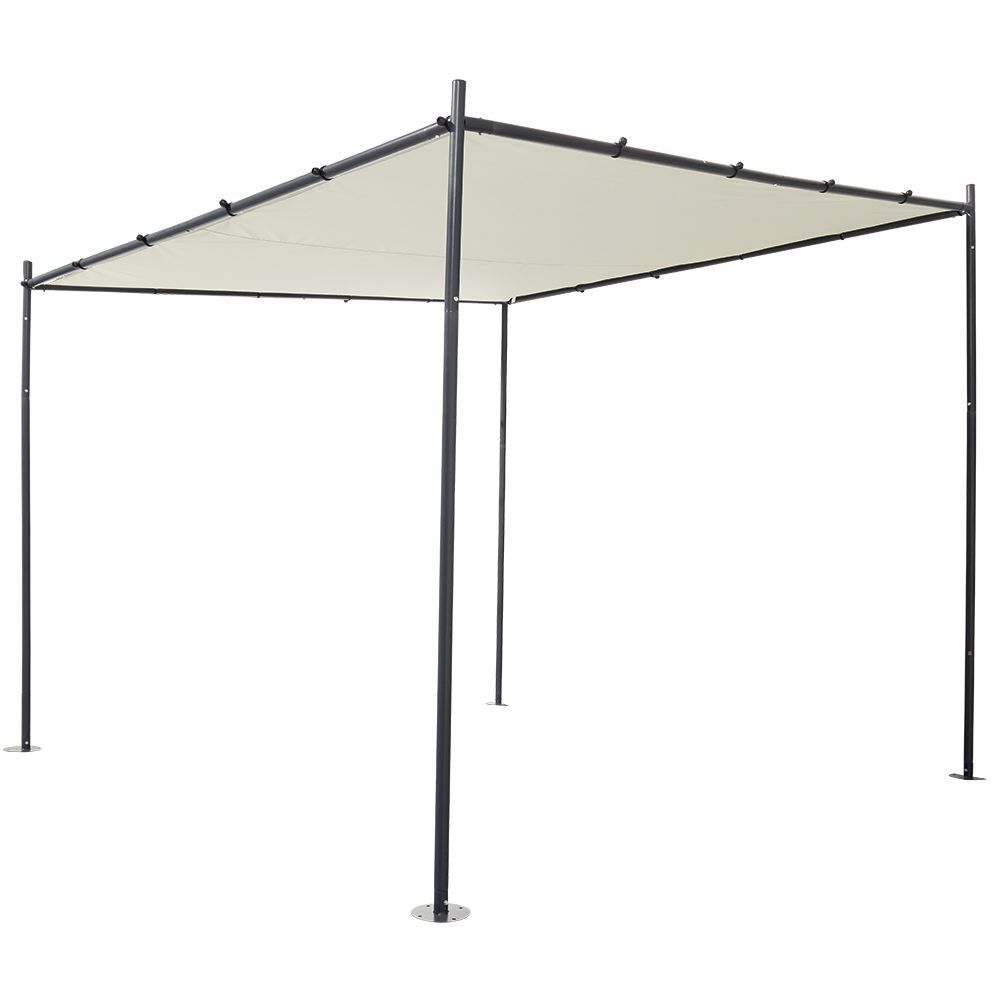 Tonnelle adossée Guethary gris et beige UPF50  298x298xH250cm 9m&sup2;