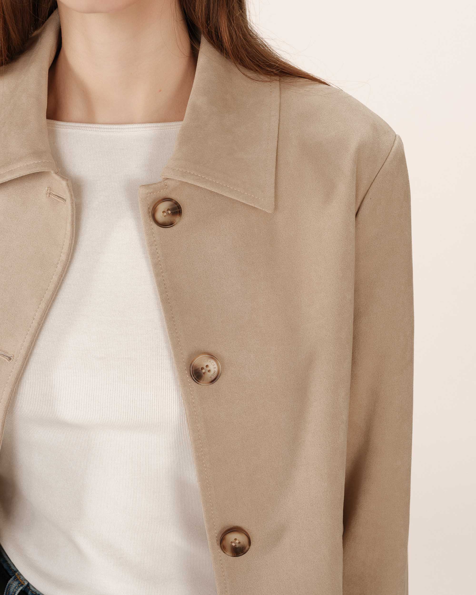 Veste en suedine greige Sullivan
