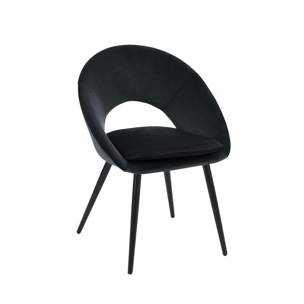 KABLAR - Fauteuil de table en velours noir