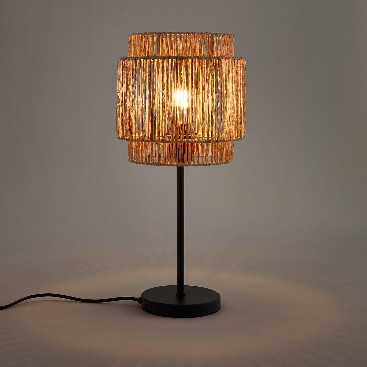 Lampe à poser métal fer et chanvre, Yaku
