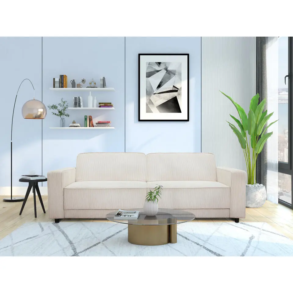 Allie - 3-zits slaapbank in cr&egrave;mekleurige stof