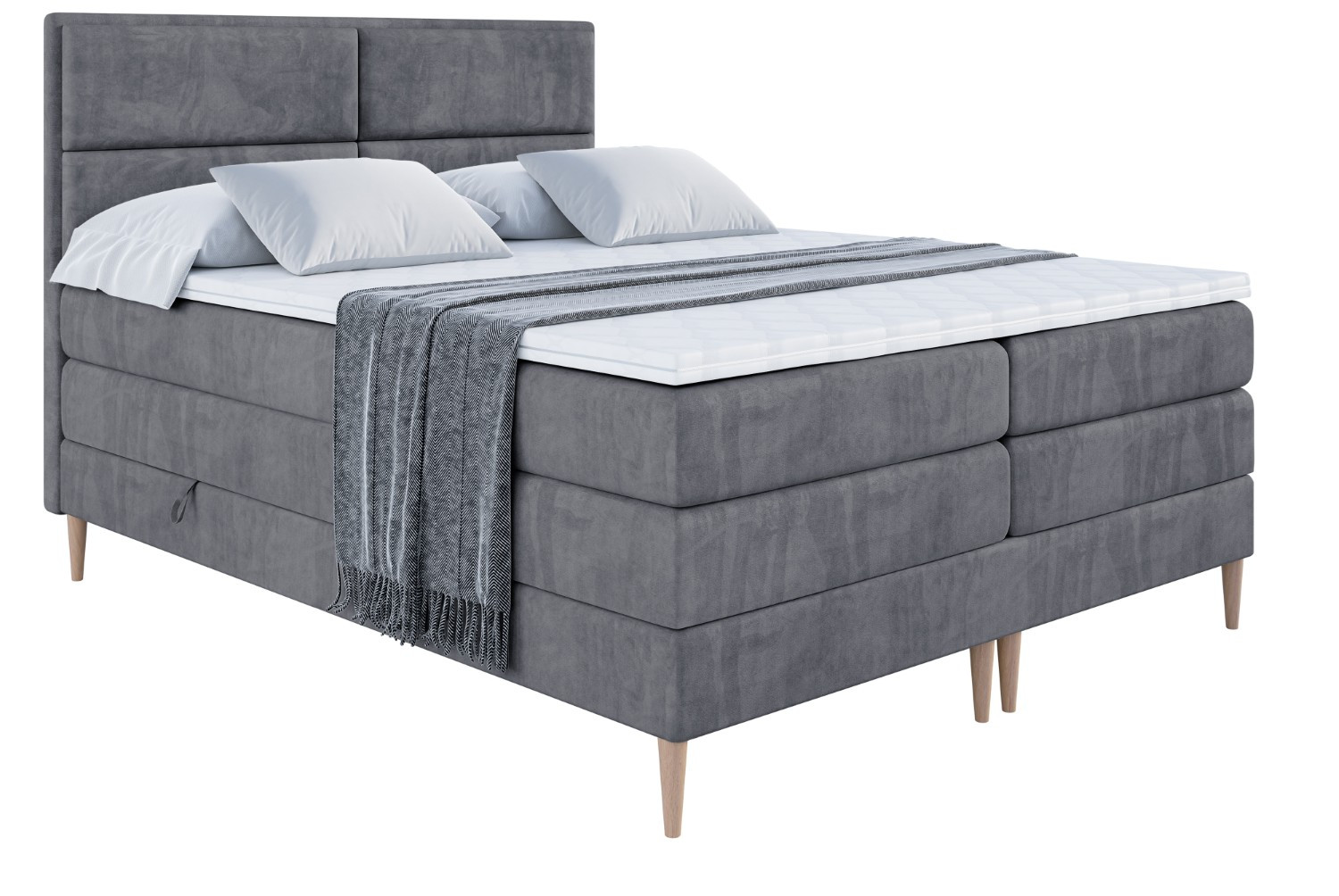 Łóżko kontynentalne - pojemnik, materac, nóżki AURA-FD KING 120x200cm