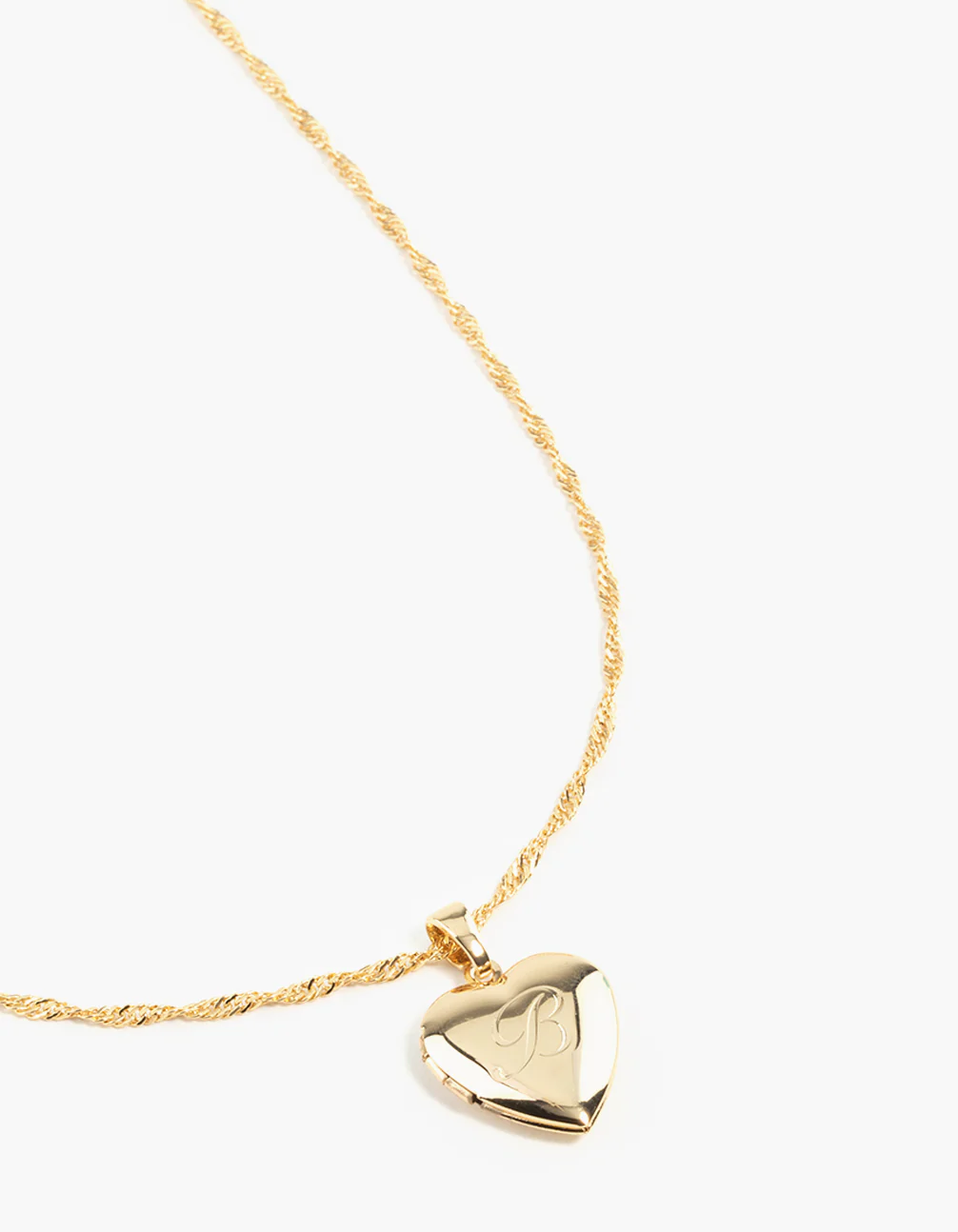 Gold Plated Heart Locket  Letter B Necklace