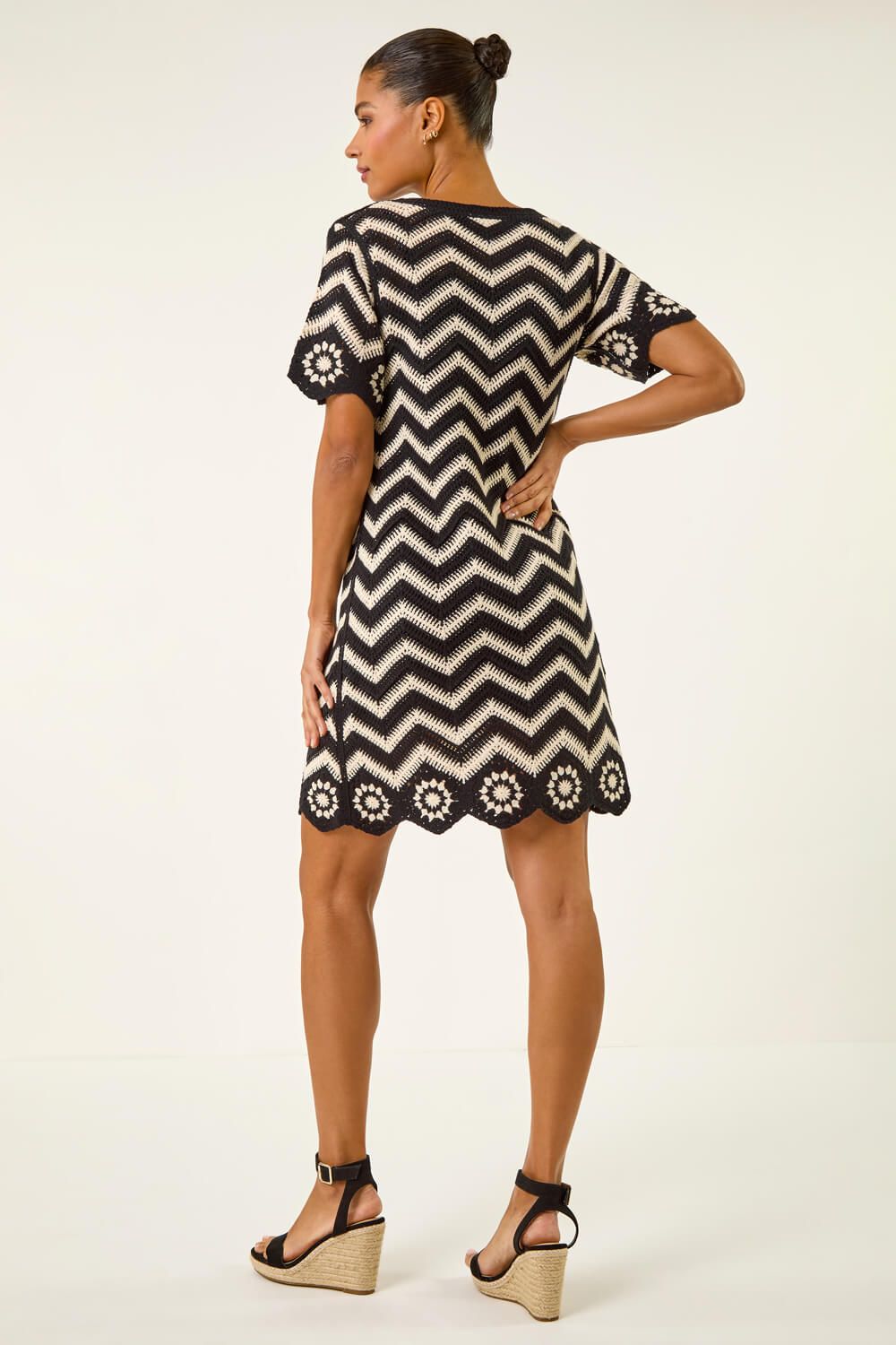 Roman Zig Zag Crochet Shift Dress