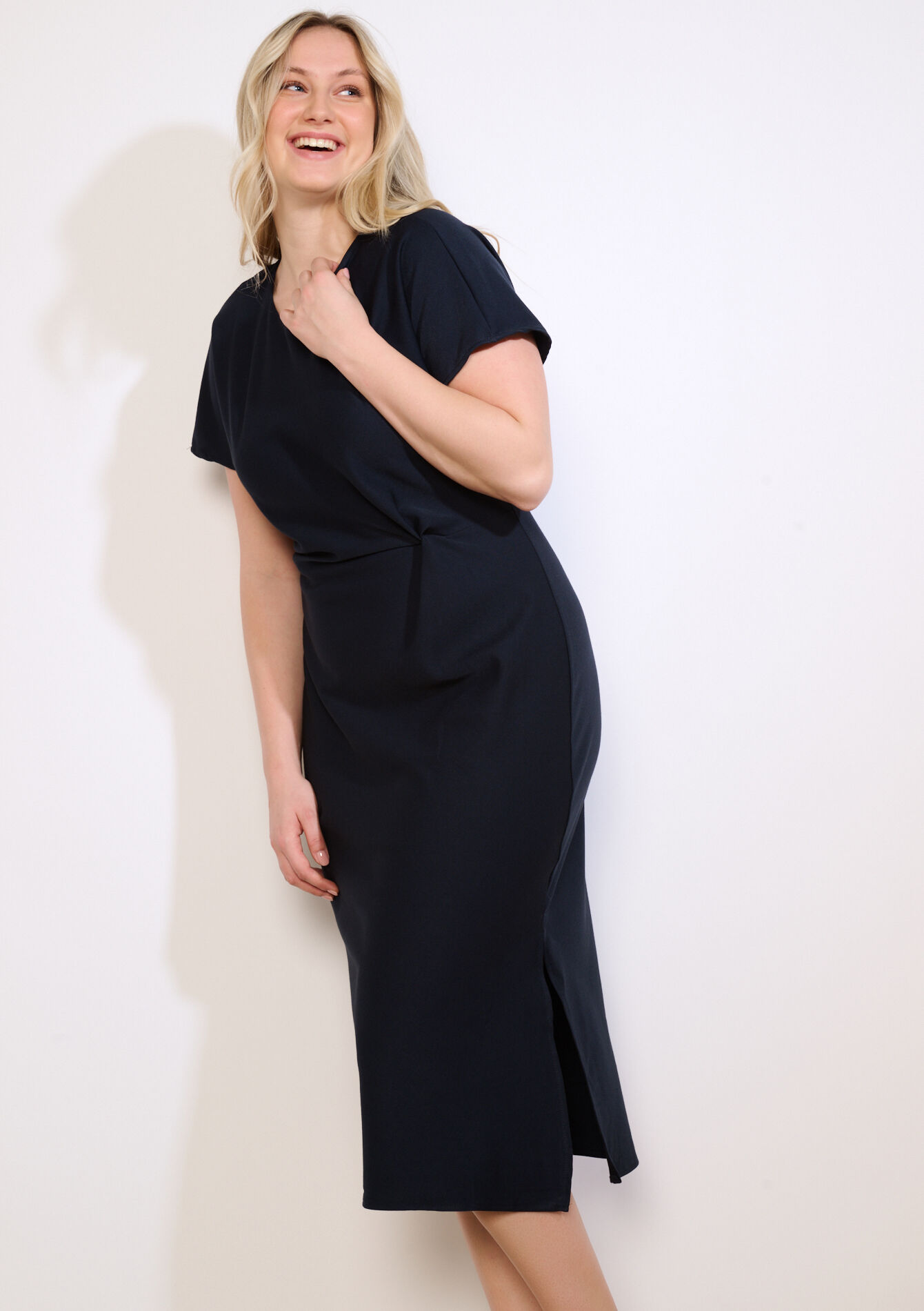 Gedrapeerde midi-jurk