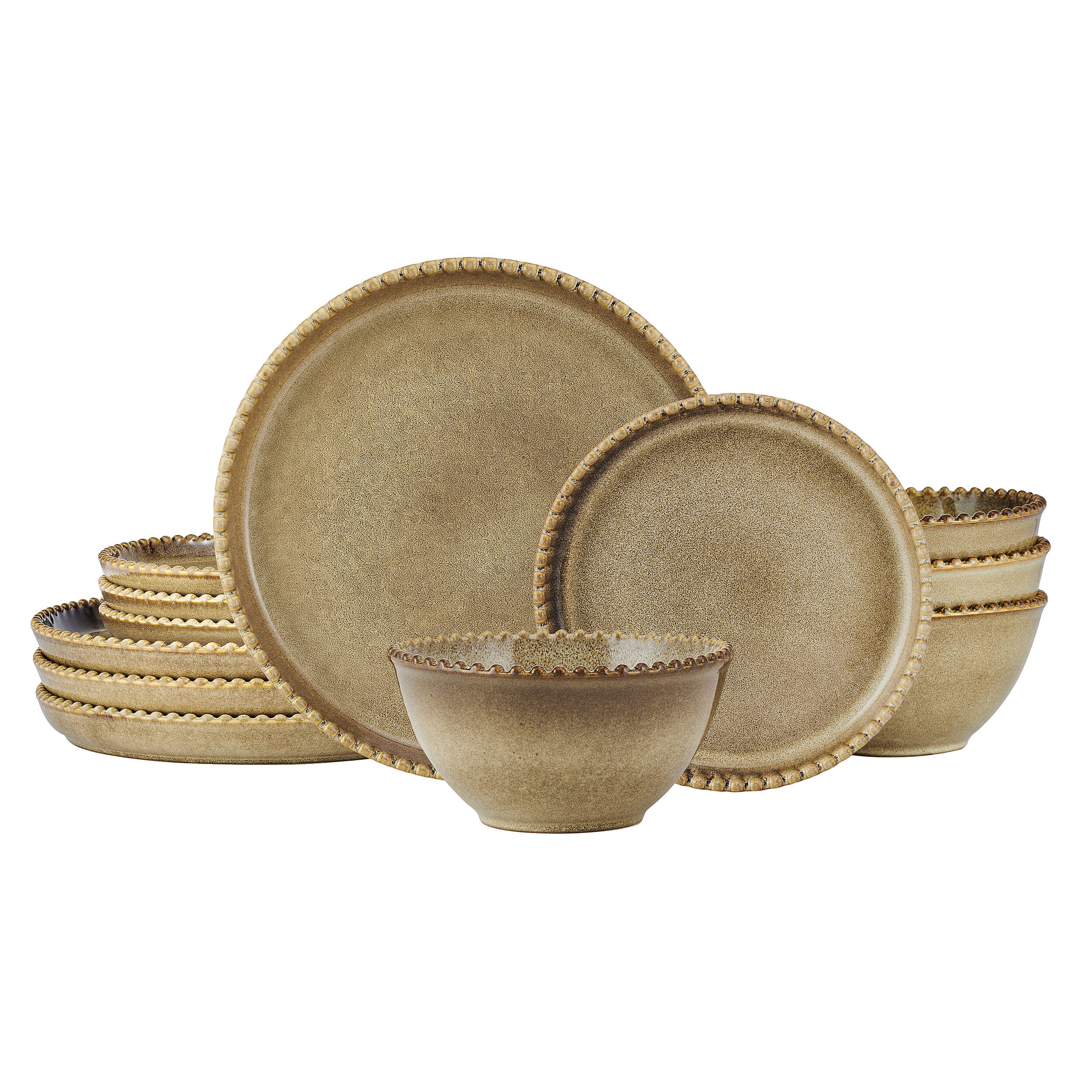 Lumira Taupe 12 Piece Dinnerware Set, Service for 4