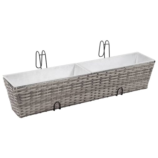 NNEVL Balcony Raised Beds 2 pcs 80 cm Grey Poly Rattan