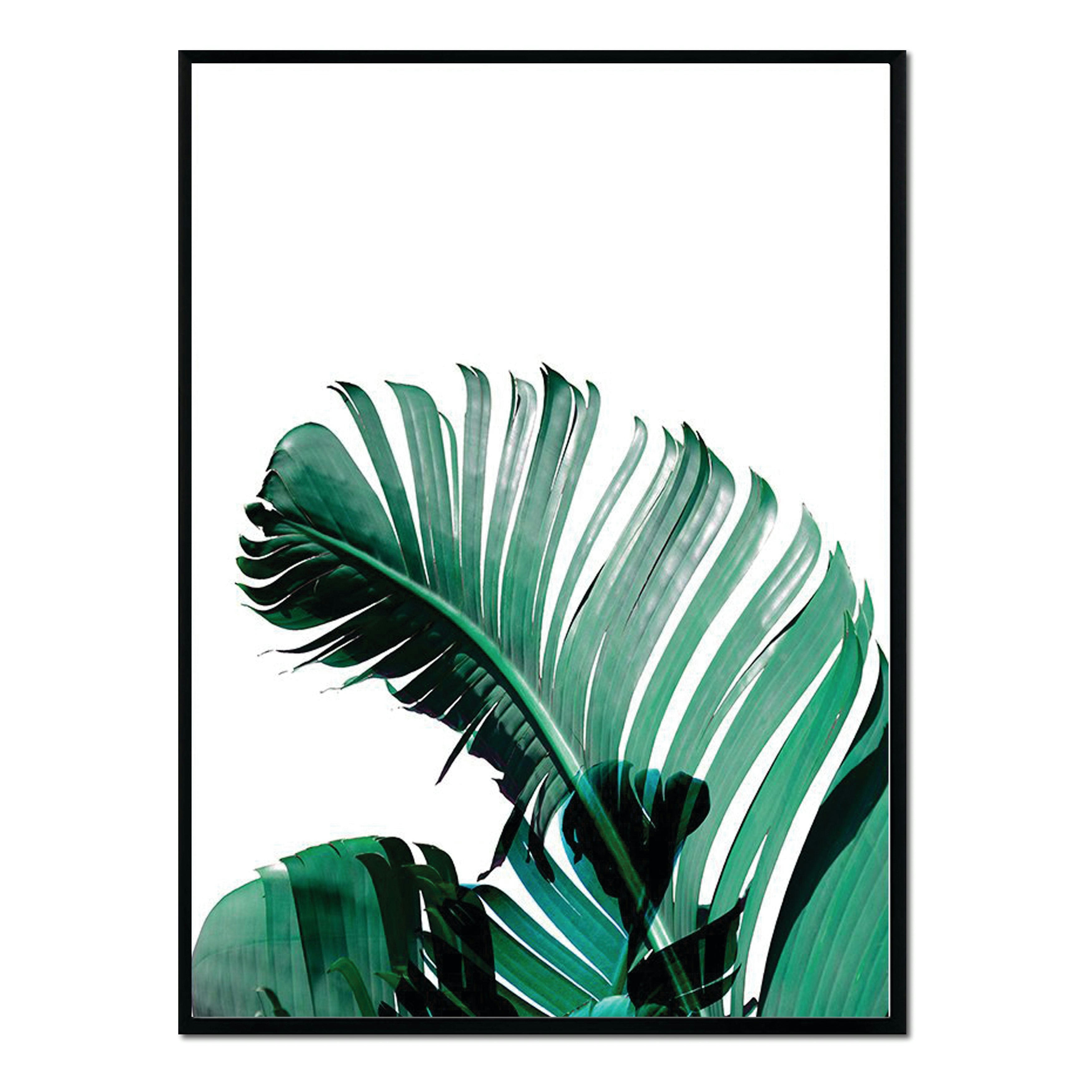 PALMERAS - Affiche avec cadre noir - Couleur feuille de palmier - 50x70