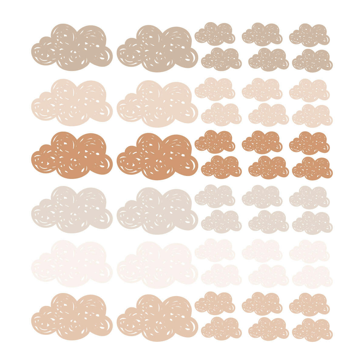 CLOUDS - Stickers muraux en vinyle petits nuages marron et beige