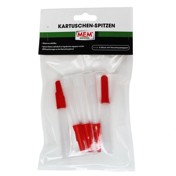 Kartuschenspitzen, 5er Set, mit Verschlusskappen, transparent