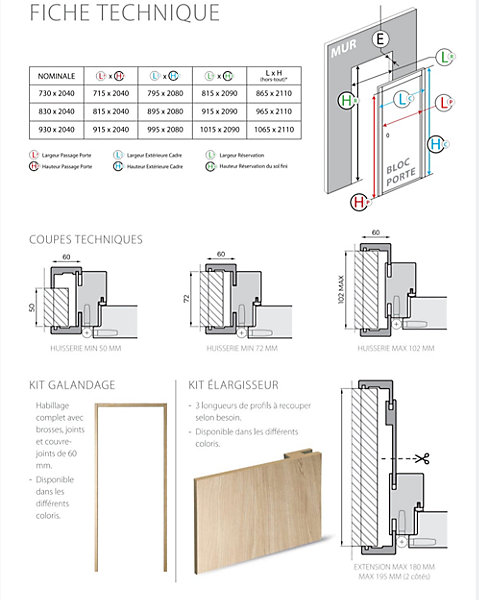 Bloc-porte fin de chantier Essence Gris, H.204 l.73cm, réversible   poignée Goccia chrome à clé OFFERTE