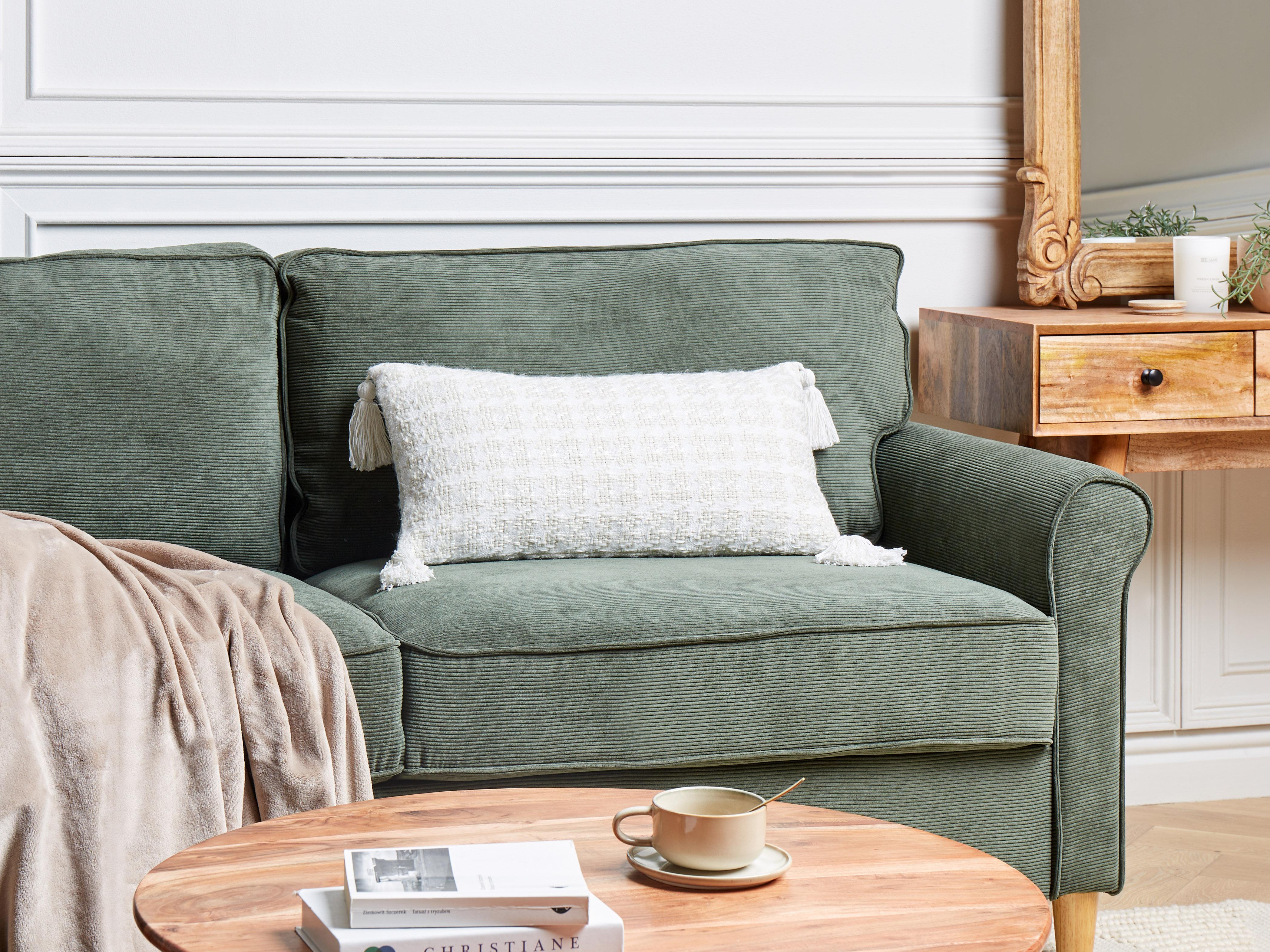 Throw Cushion DOURIS 30 x 60 cm Light Beige Checked