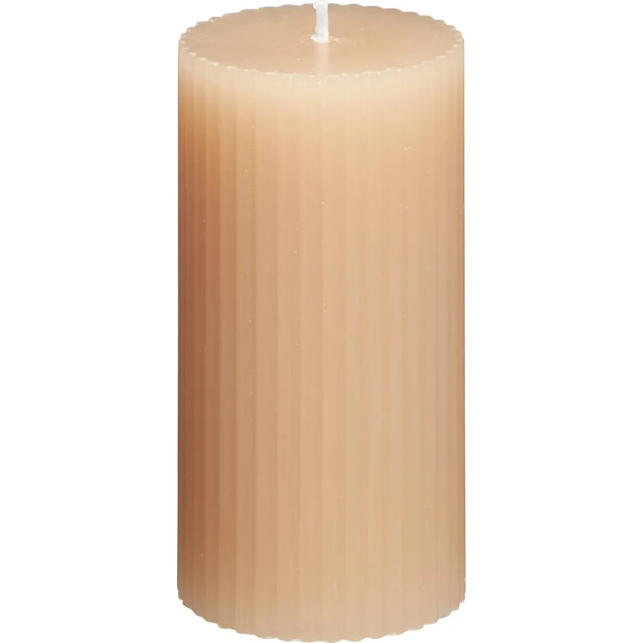 Kwantum Kaarsen & Theelichten | Kaarsen & Theelichten | Kaars Rustiek Ribbel Beige 10 Cm 010CM