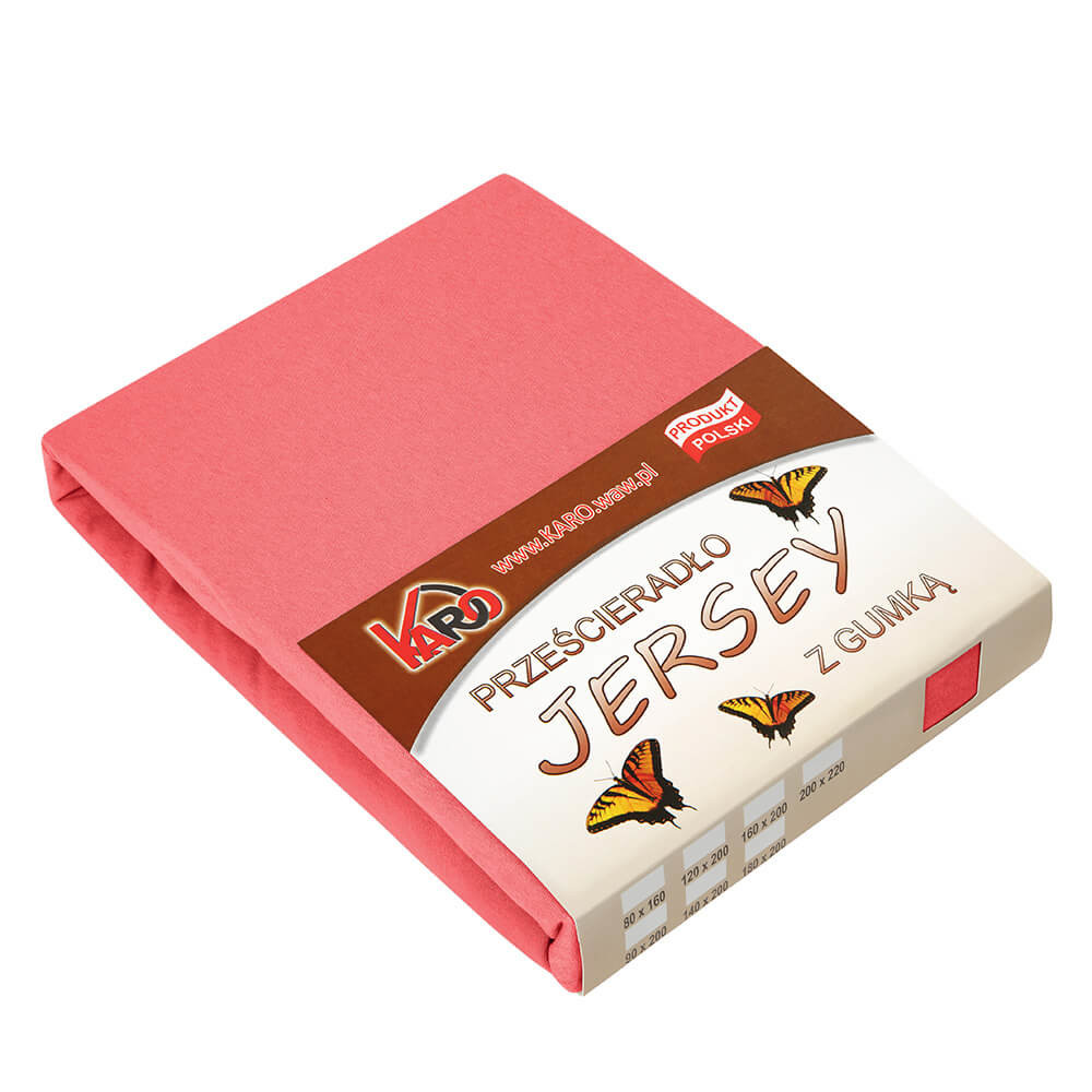 Prześcieradło jersey z gumką 90x200 malinowe 150g/m2 KARO