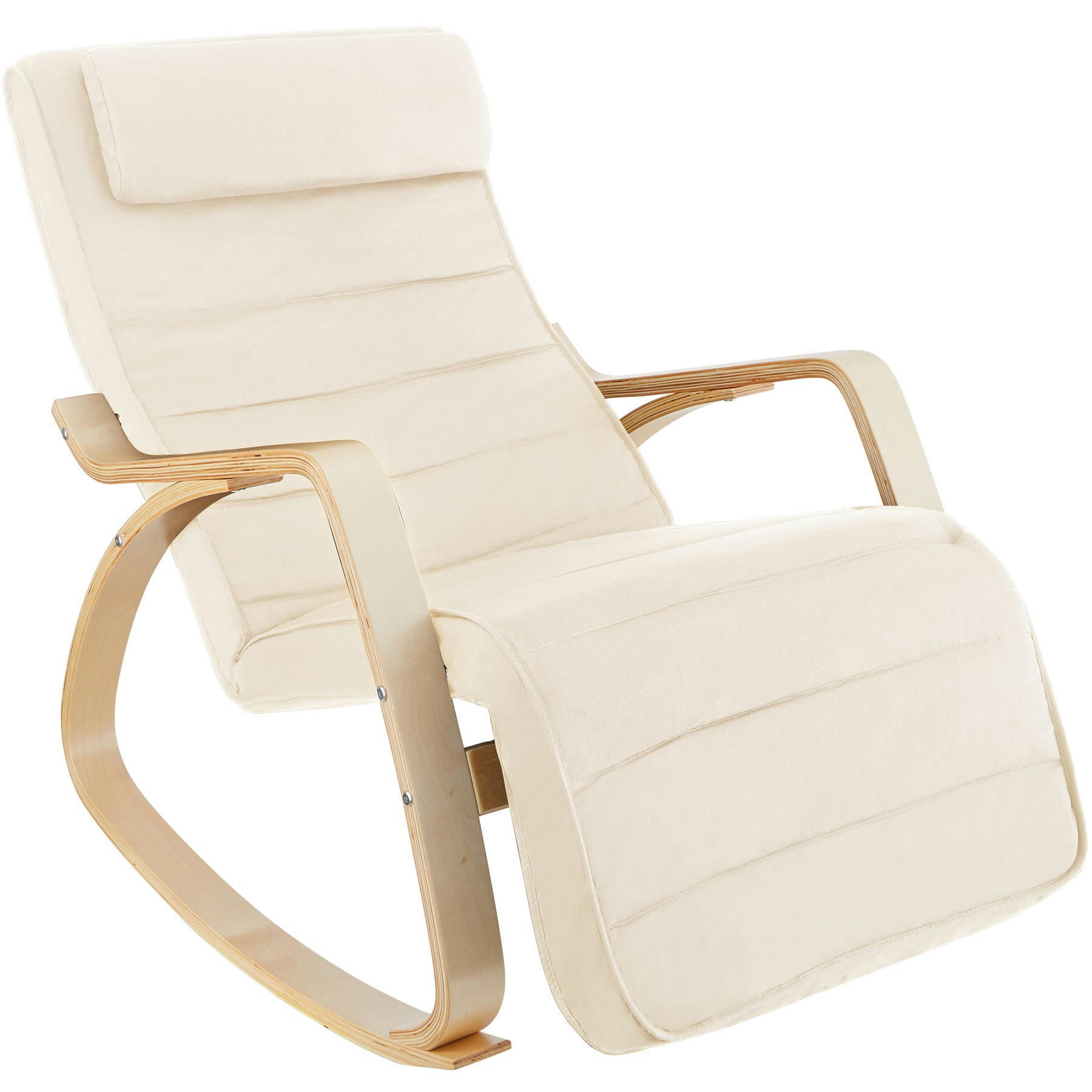 - Fauteuil à bascule Avec des accoudoirs, cadre en bois de bouleau beige