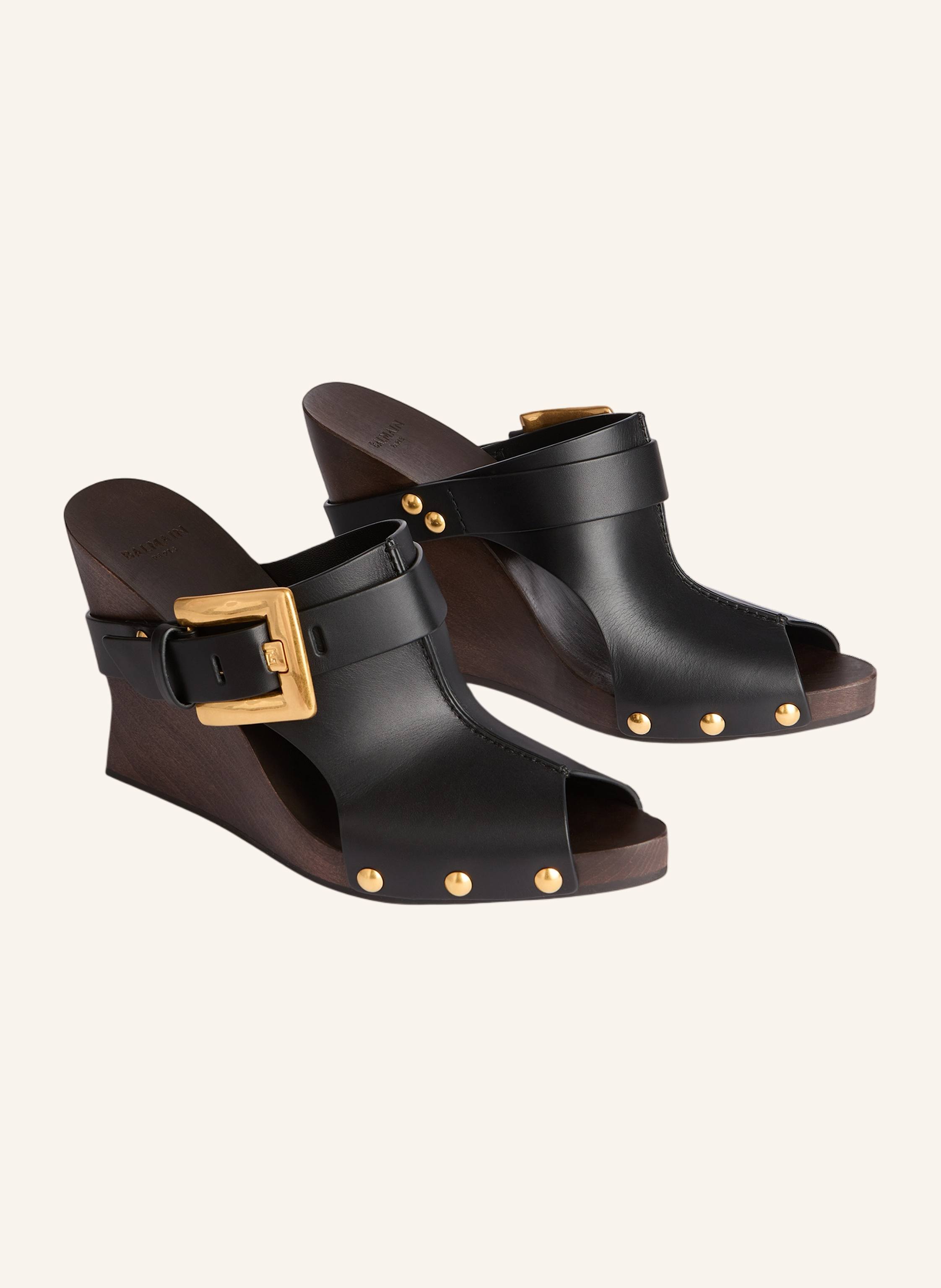 BALMAIN Anthem Wedge Pantoletten aus Glattleder