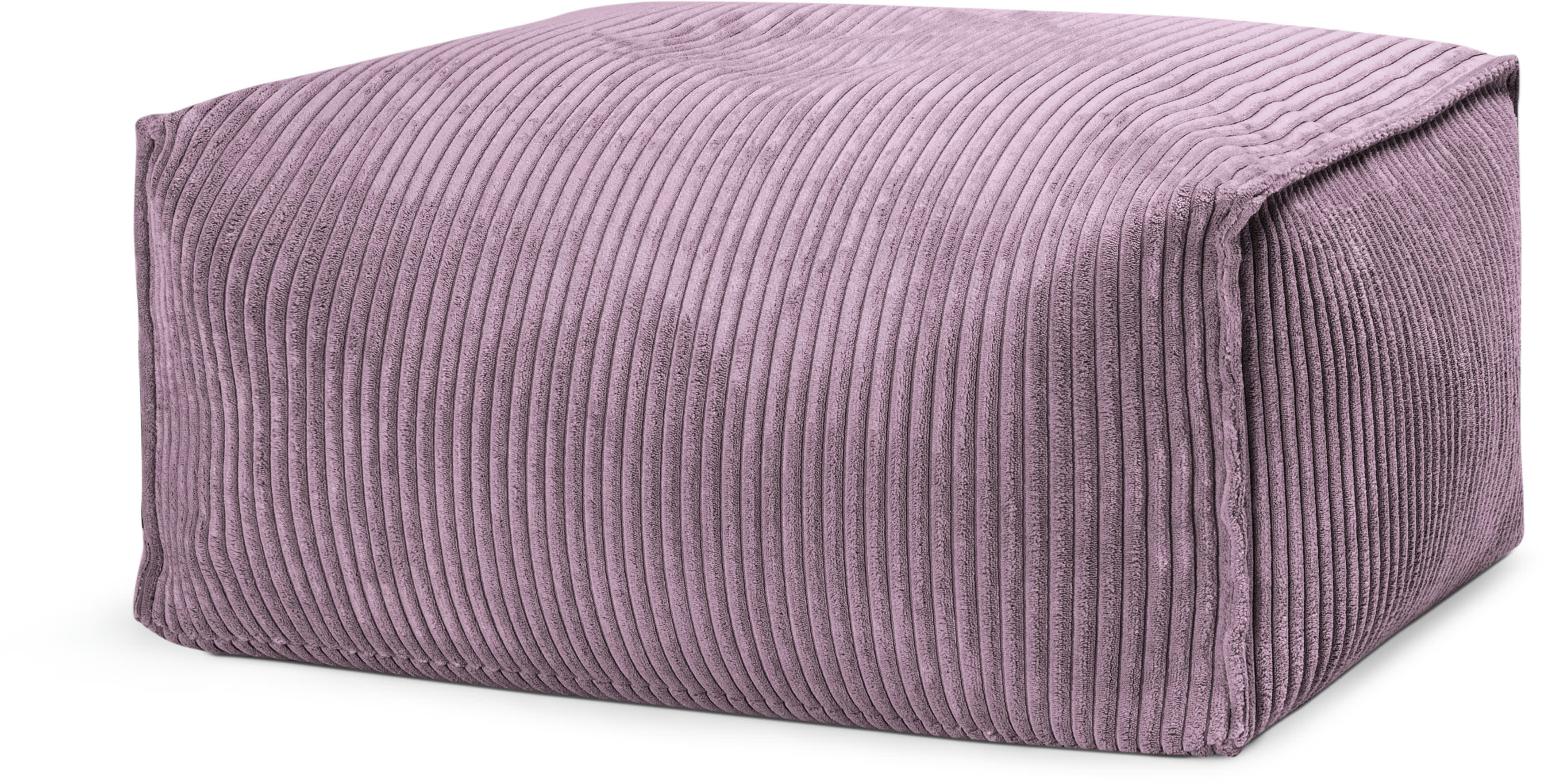SHARA - Pouf repose pied carré velours grosse cote mauve 55x65x35cm