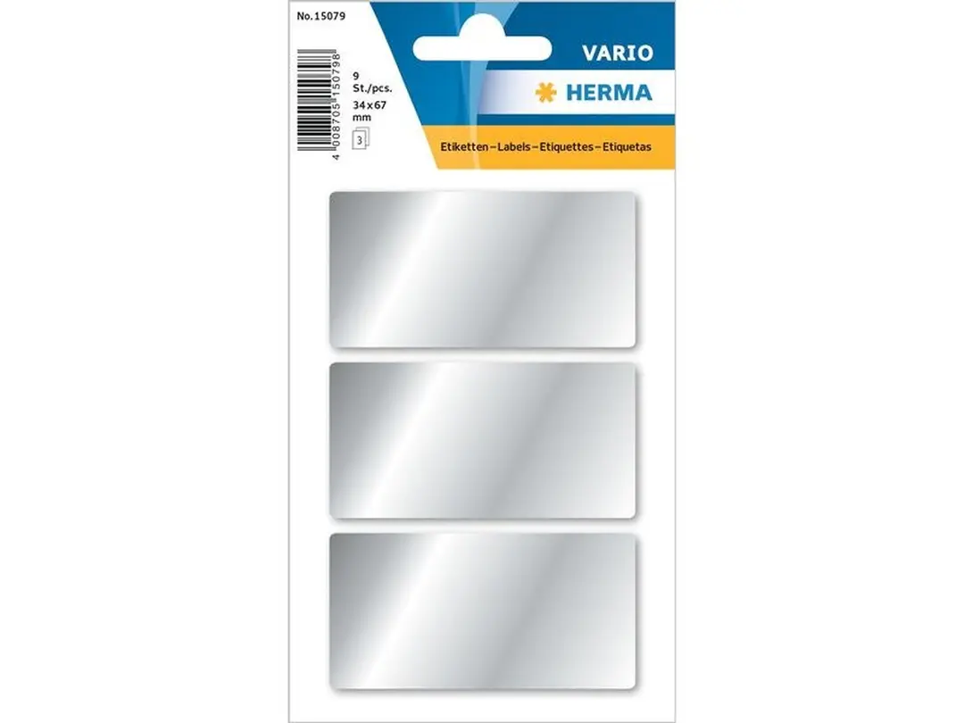 Sticker 9er-Set Silberetiketten