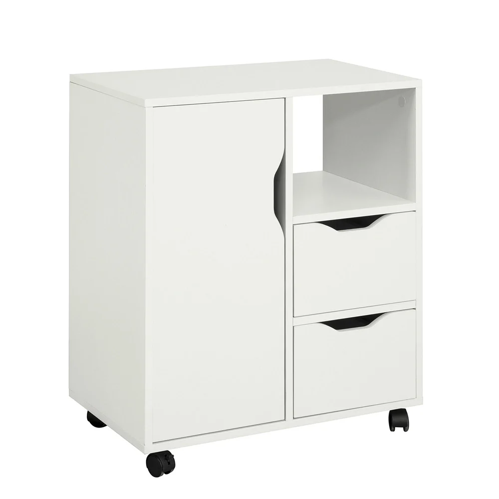 SoBuy Kontener biurowy z 2 szufladami Biały 60x35x70cm Nowoczesny FBT105-W