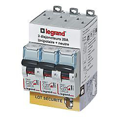 Disjoncteur DNX3 unipolaire   neutre 20A Legrand vendu par 3 pièces