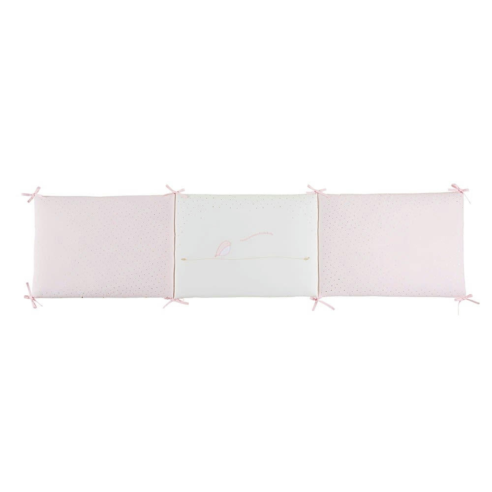 Bird Song - Tour de lit bébé en coton rose et blanc