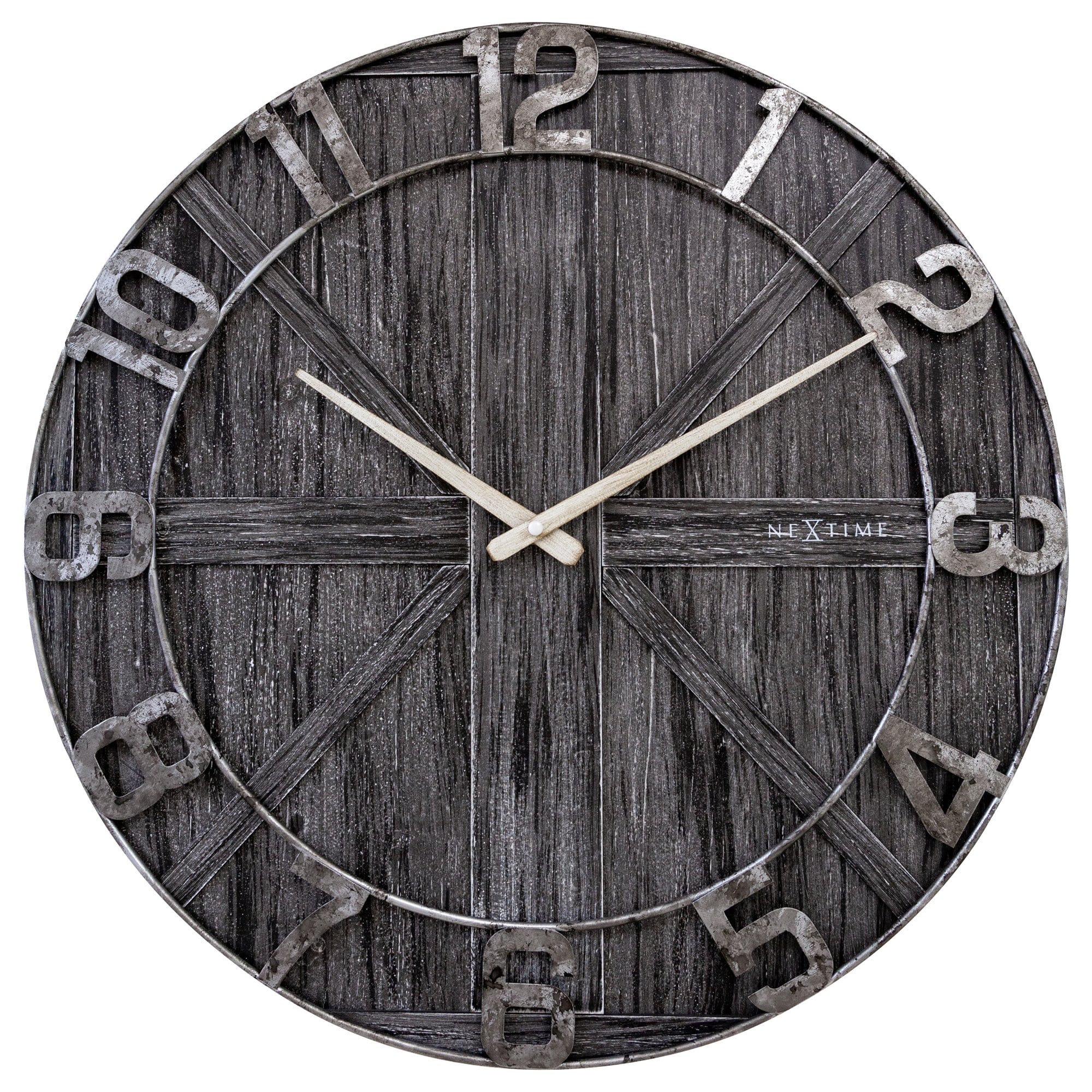 NeXtime - NeXtime - Grote industrial wandklok - 50cm - Stil - Zwart -