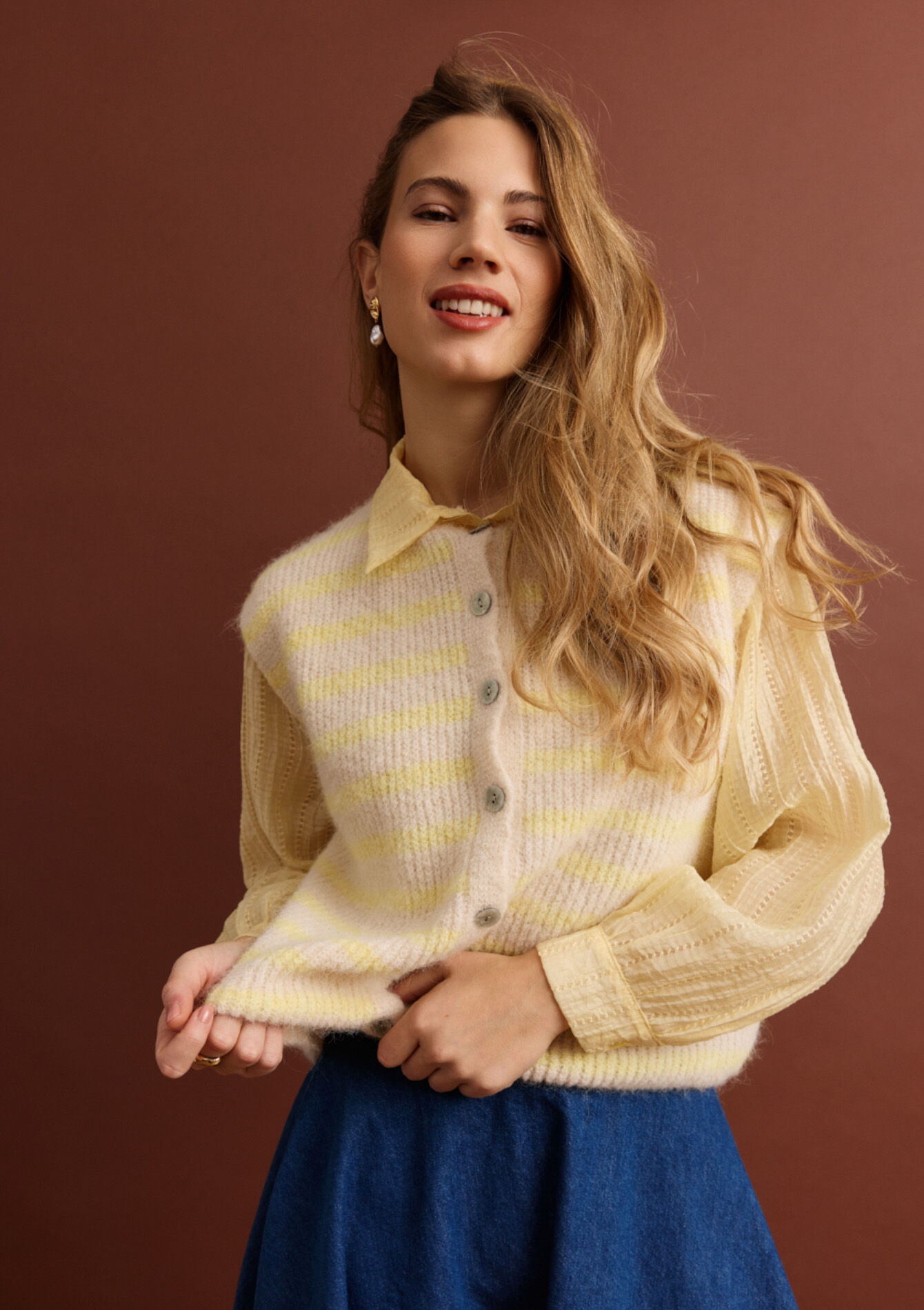 Mouwloos gestreept vest