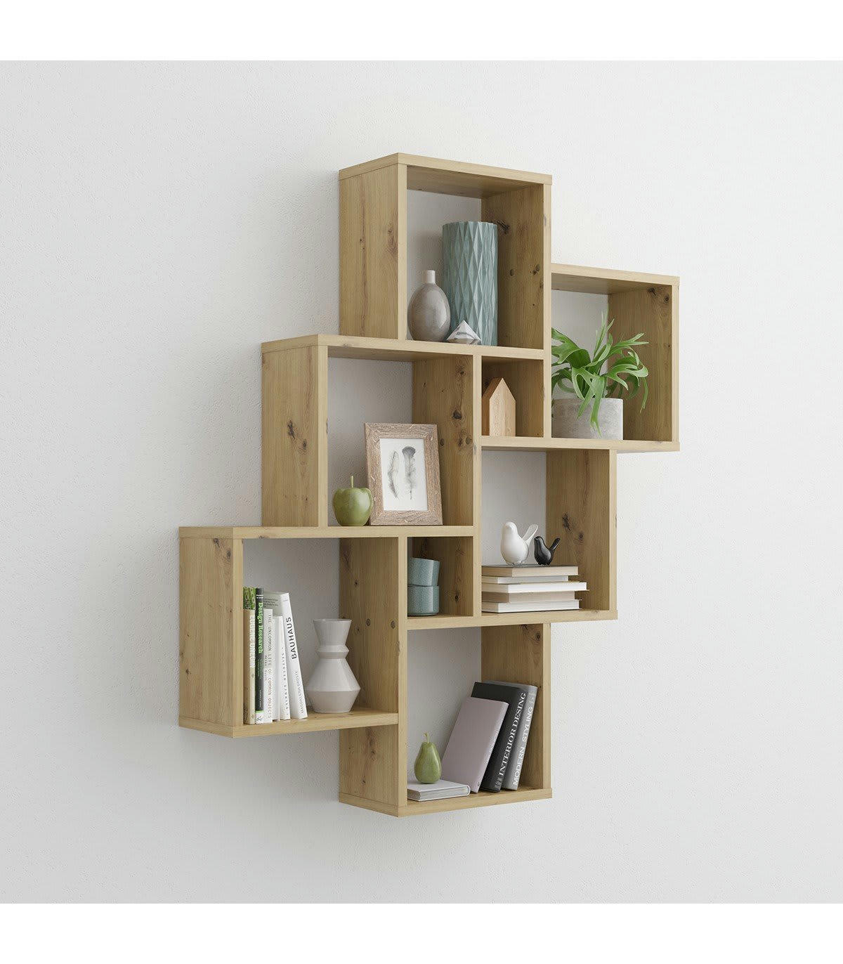 LAURIO - Étagère Murale Flottante 8 Compartiments