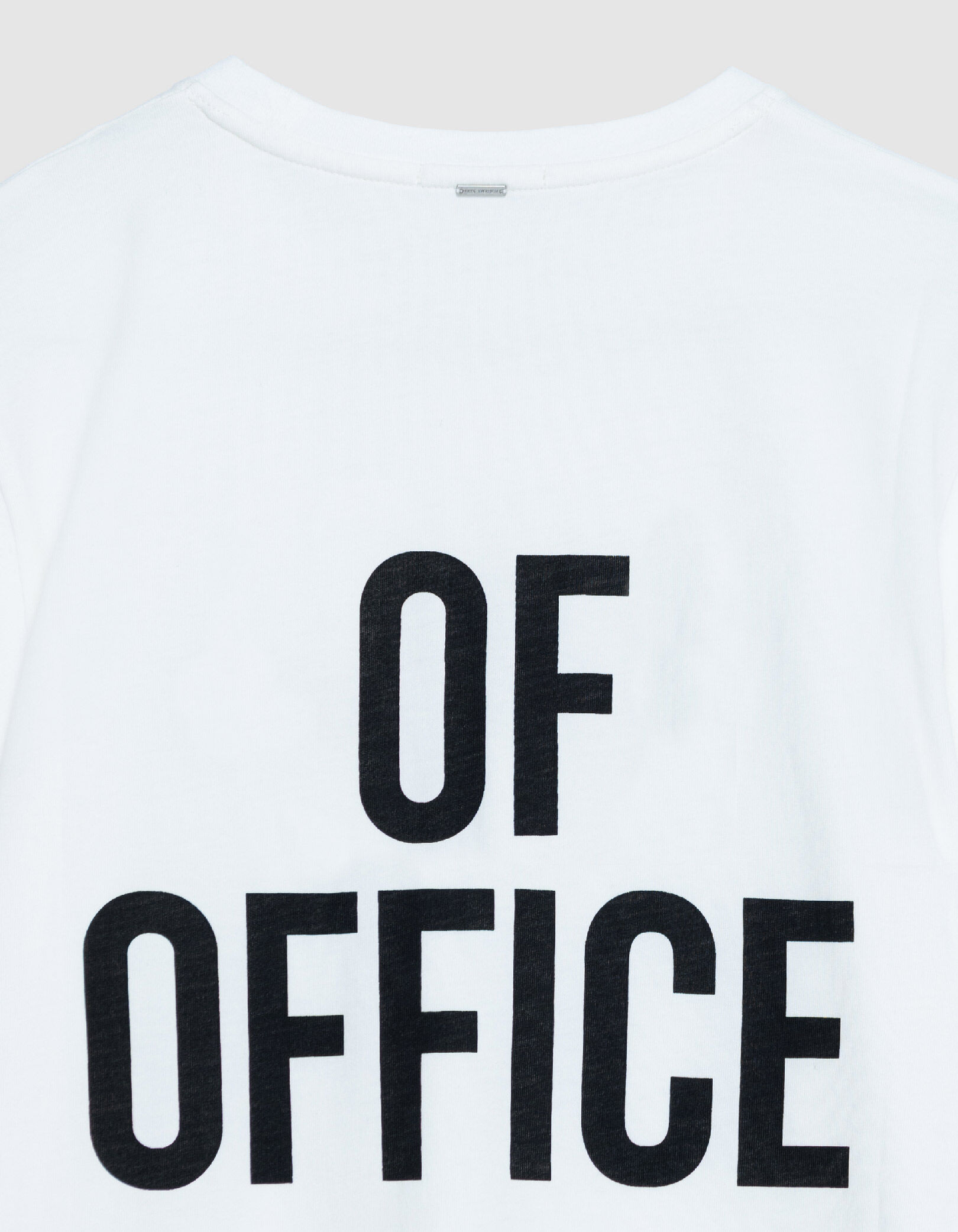 Tee-shirt col rond blanc coton bio message dos Femme