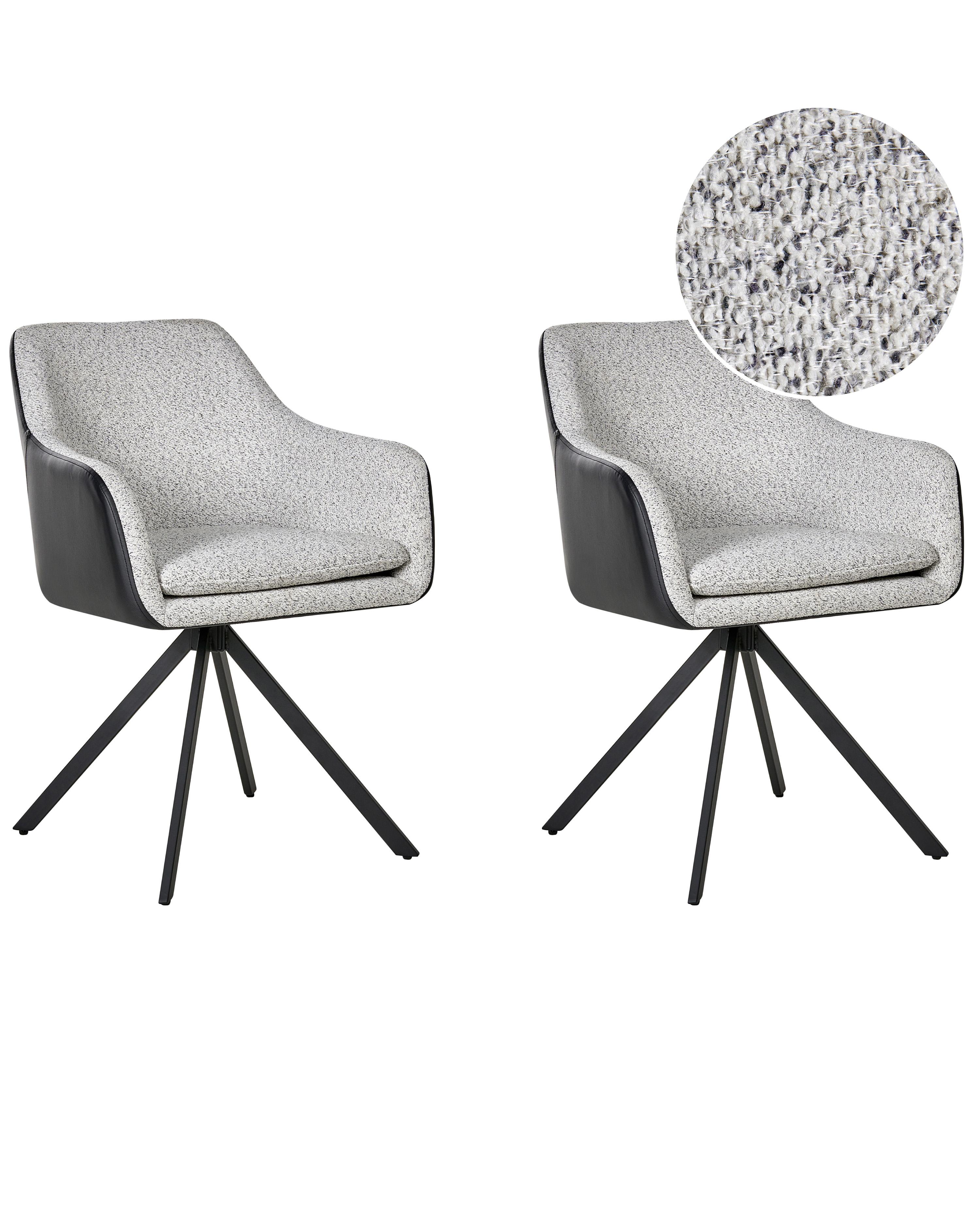 Set of 2 Dining Chairs LITHIA Fabric Black/ White