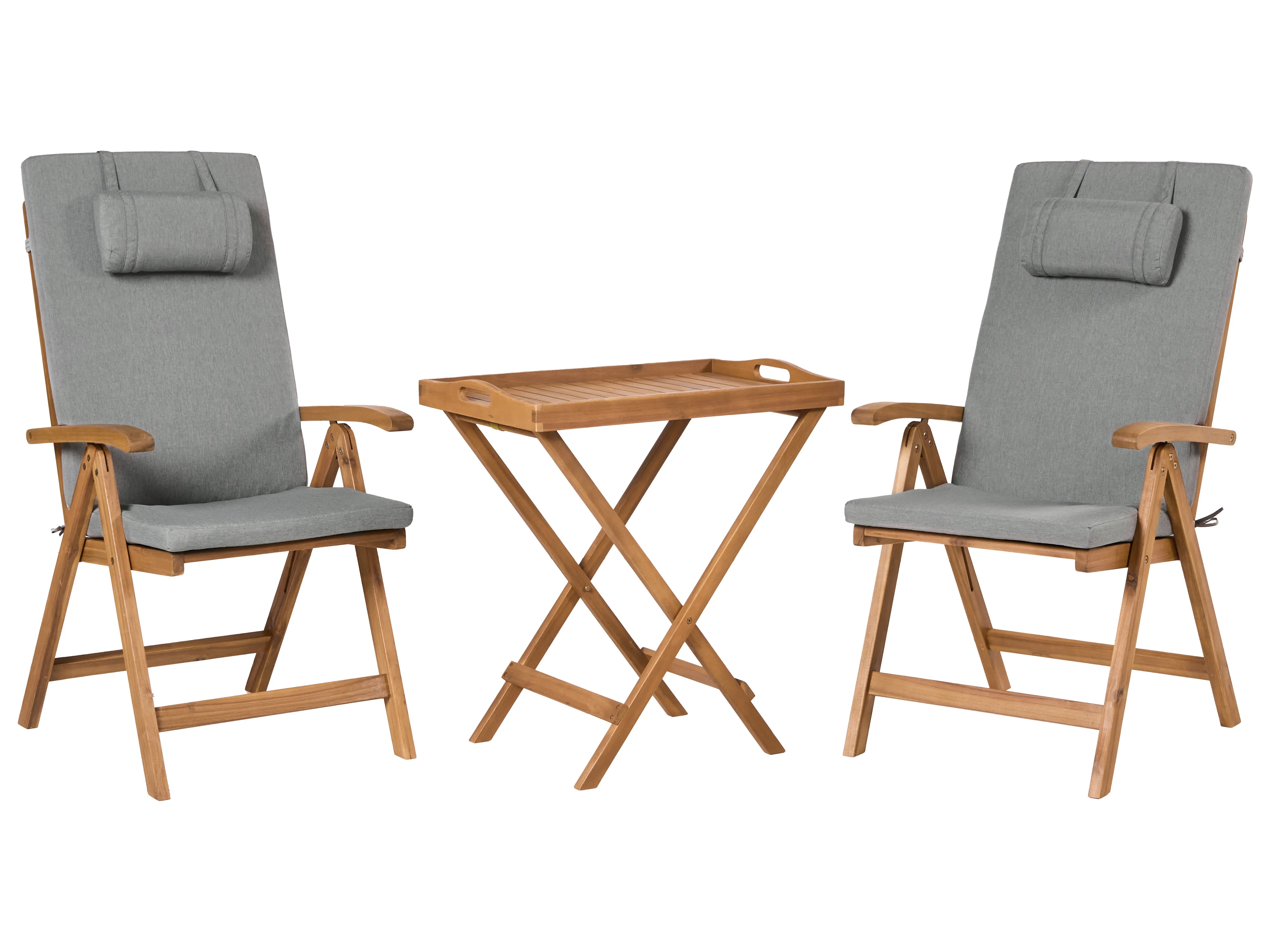 Garden Dining Set 6 Seater JAVA PREMIUM Acacia Wood Grey Melange