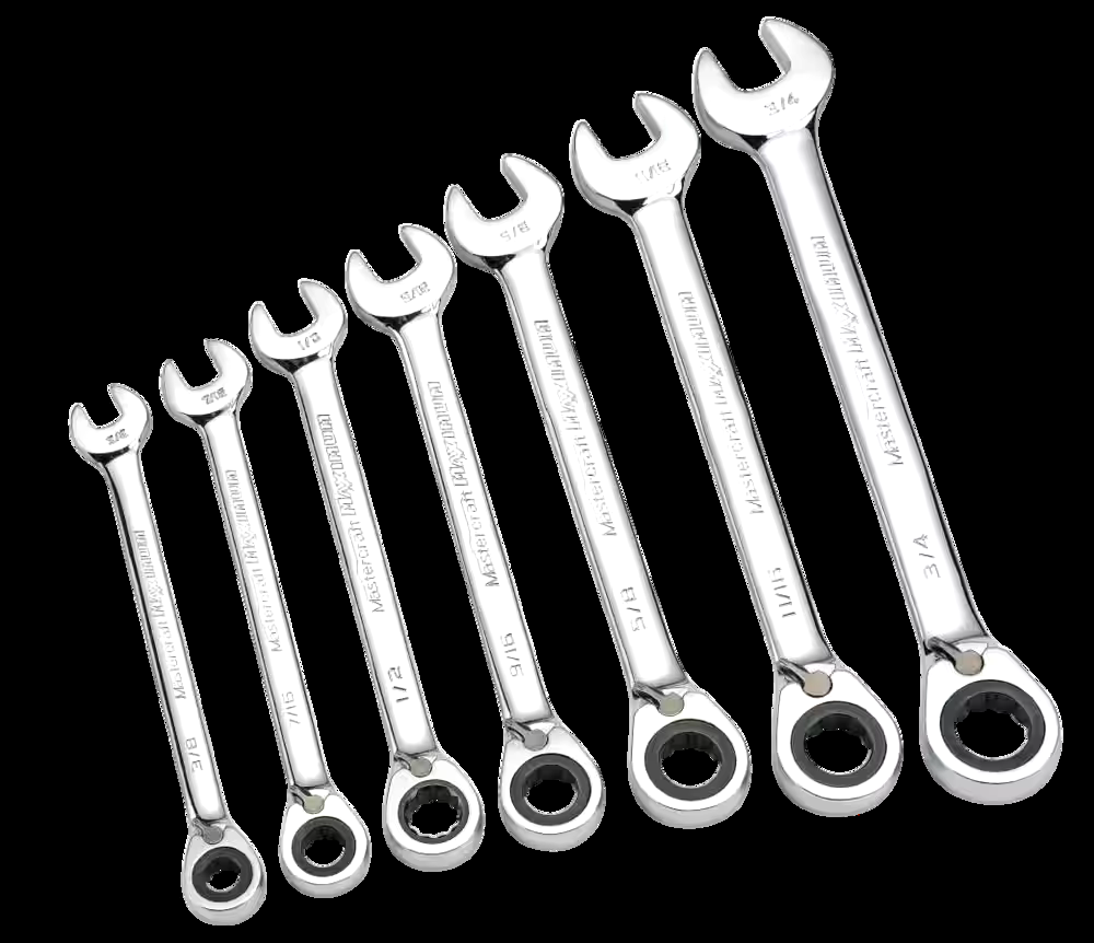 MAXIMUM Reverse Ratcheting Wrench Set, 7-pc, SAE, Nickel-Chrome Plating