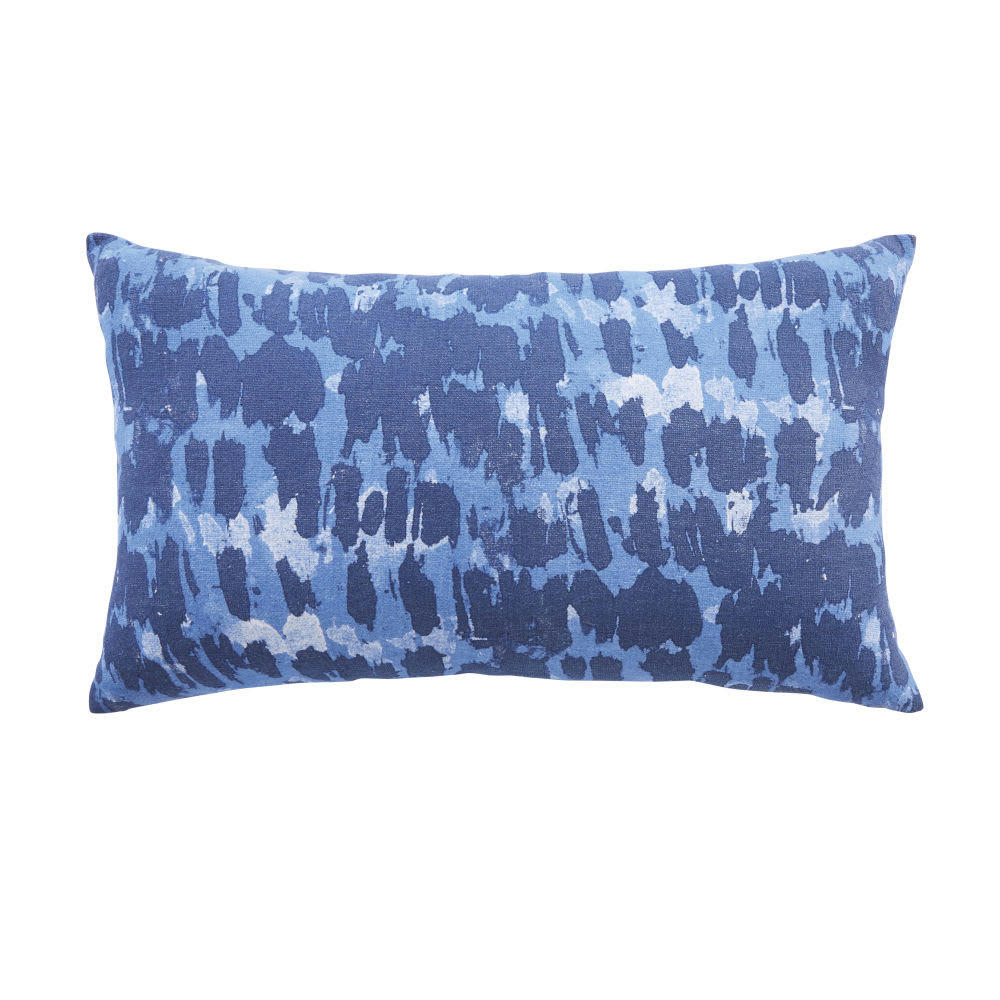 MOLLY - Coussin en coton imprimé bleu marine et bleu clair 30x50