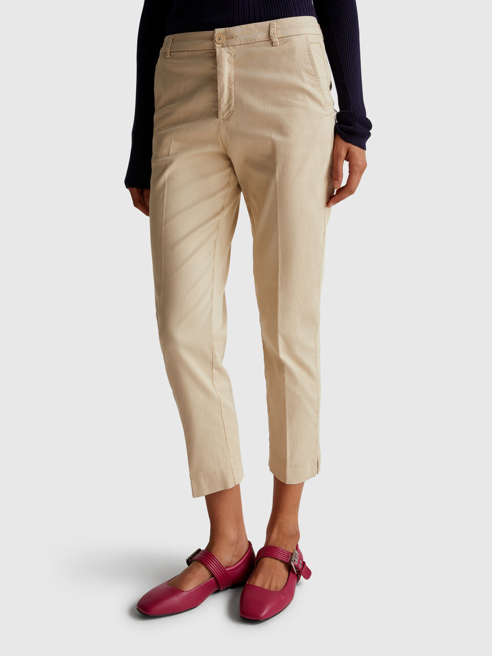 Cropped chinos in stretch cotton