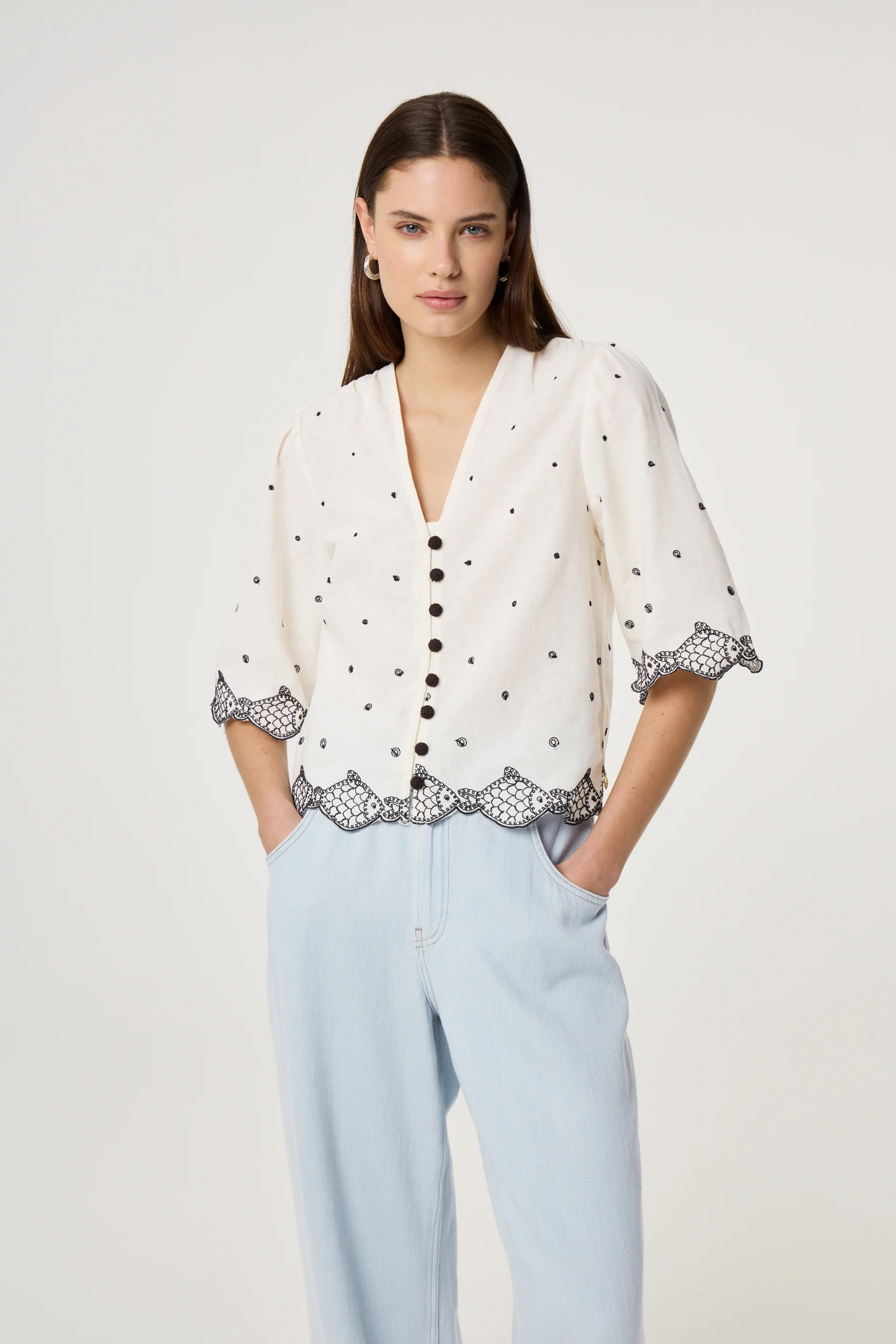 Tylera Blouse | Cosy White/Black