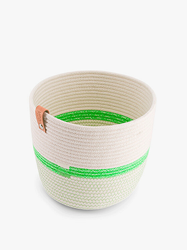 Cache pot corde recyclee vert fluo m - koba terre rose