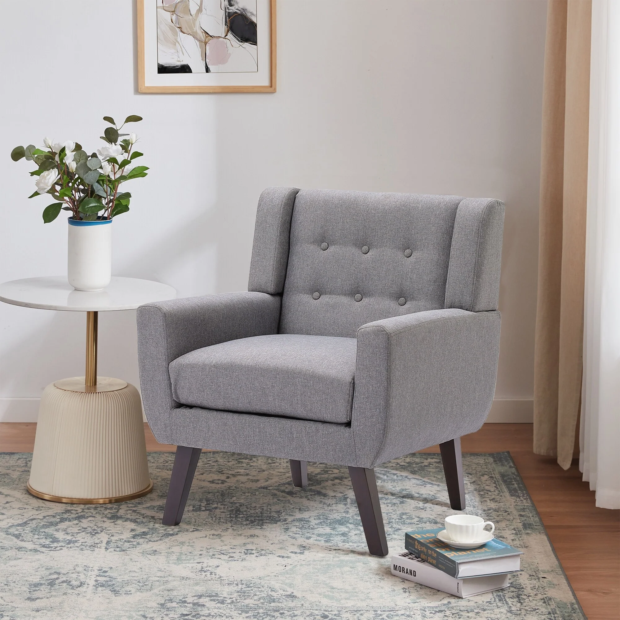 Arm Chair Morden Linen Upholstered Accent Chair Living Room Chair