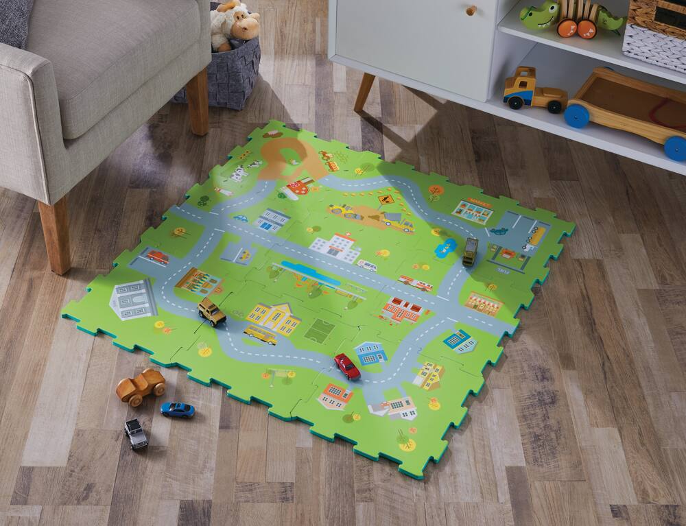 Funplay Funtown Play Road Floor Mat, 3-pk, 36 x 36-in, Ages 2+