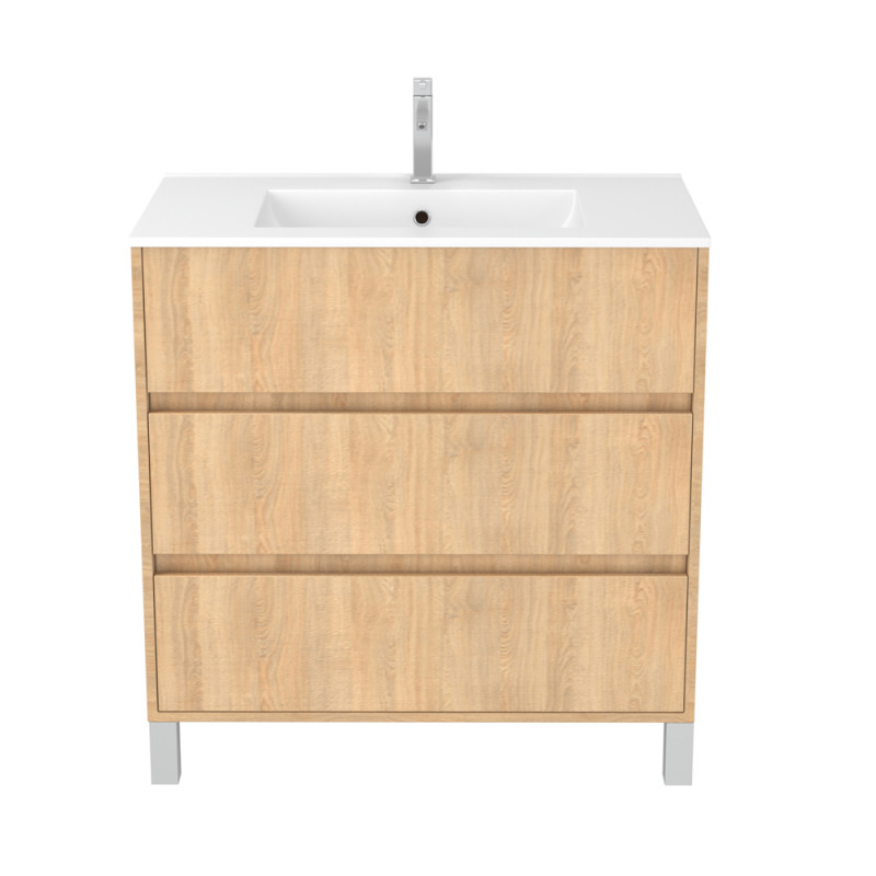 Meuble sous-plan Atos avec 3 tiroirs chêne clair 80 cm AURLANE