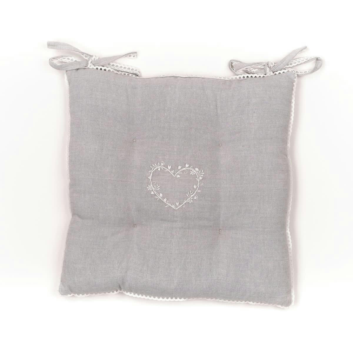 CHARME - Assise matelassée en coton gris clair 40x40