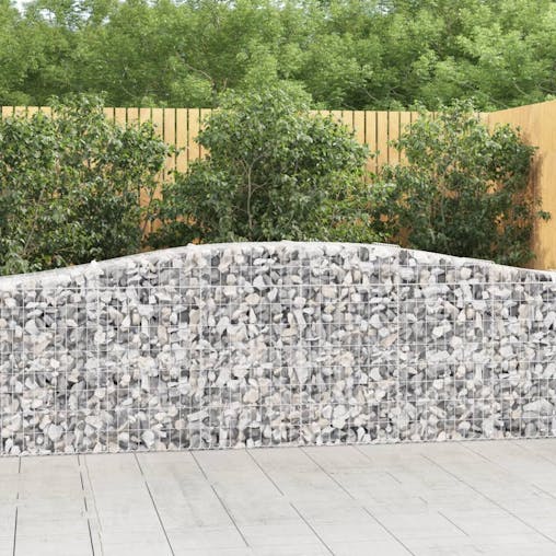 NNEVL Arched Gabion Baskets 2 pcs 400x50x80/100 cm Galvanised Iron