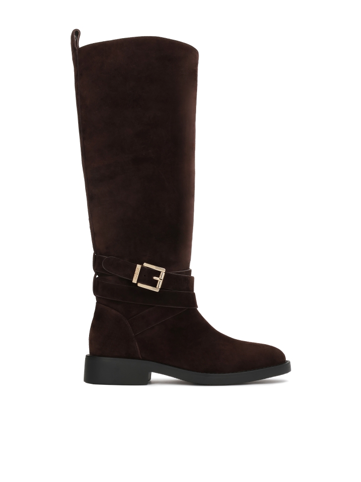 Brown suede slip-on boots