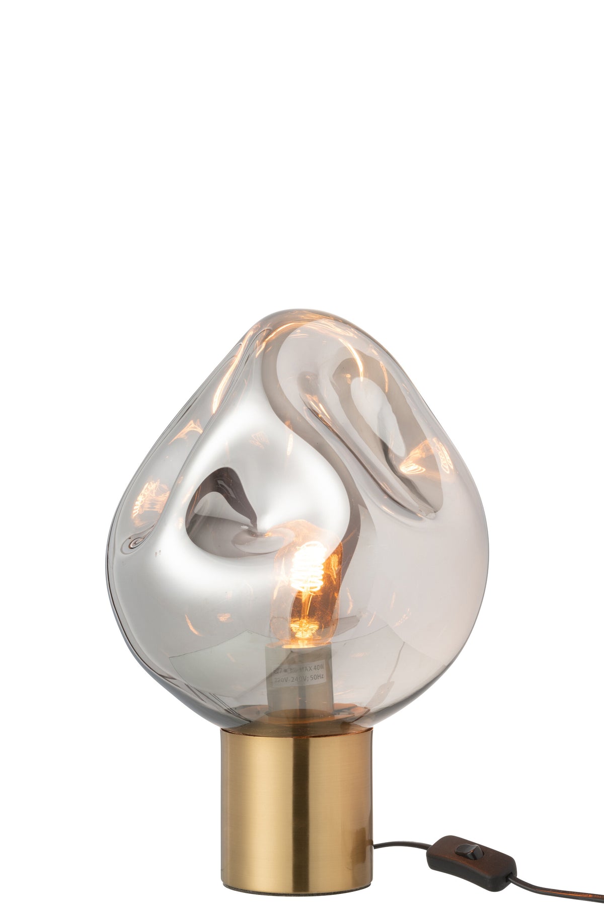 J-Line tafellamp - metaal/glas - grijs/goud