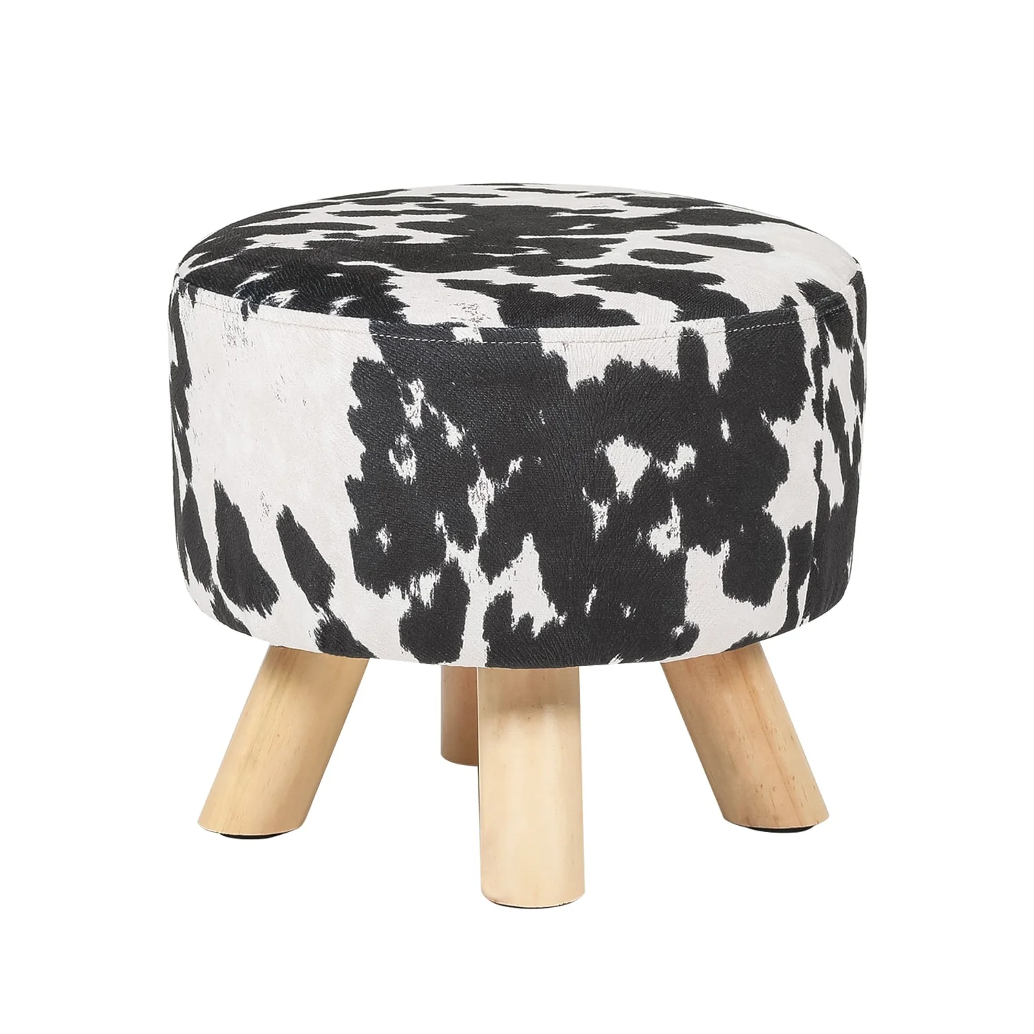 Adeco Cow Fabric Ottoman Bench Stool