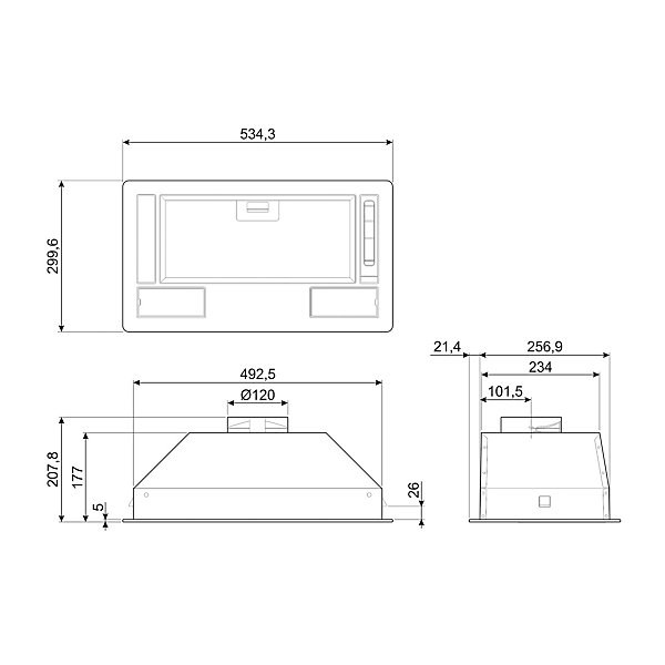 Hotte encastrable Universel l. 54 cm KSG52E Smeg gris métal